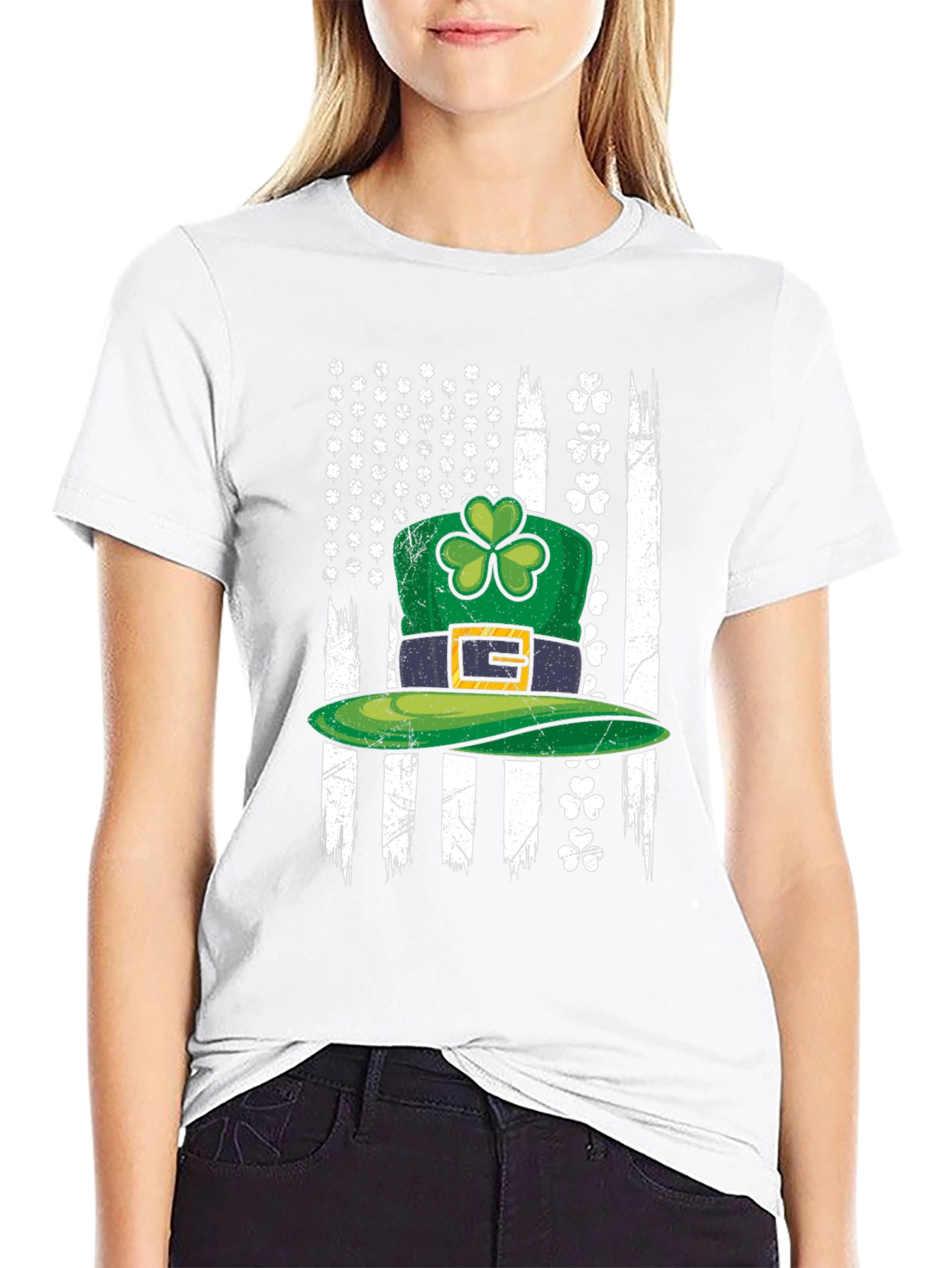 St. Patricks Day American Flag Shamrock T-Shirt