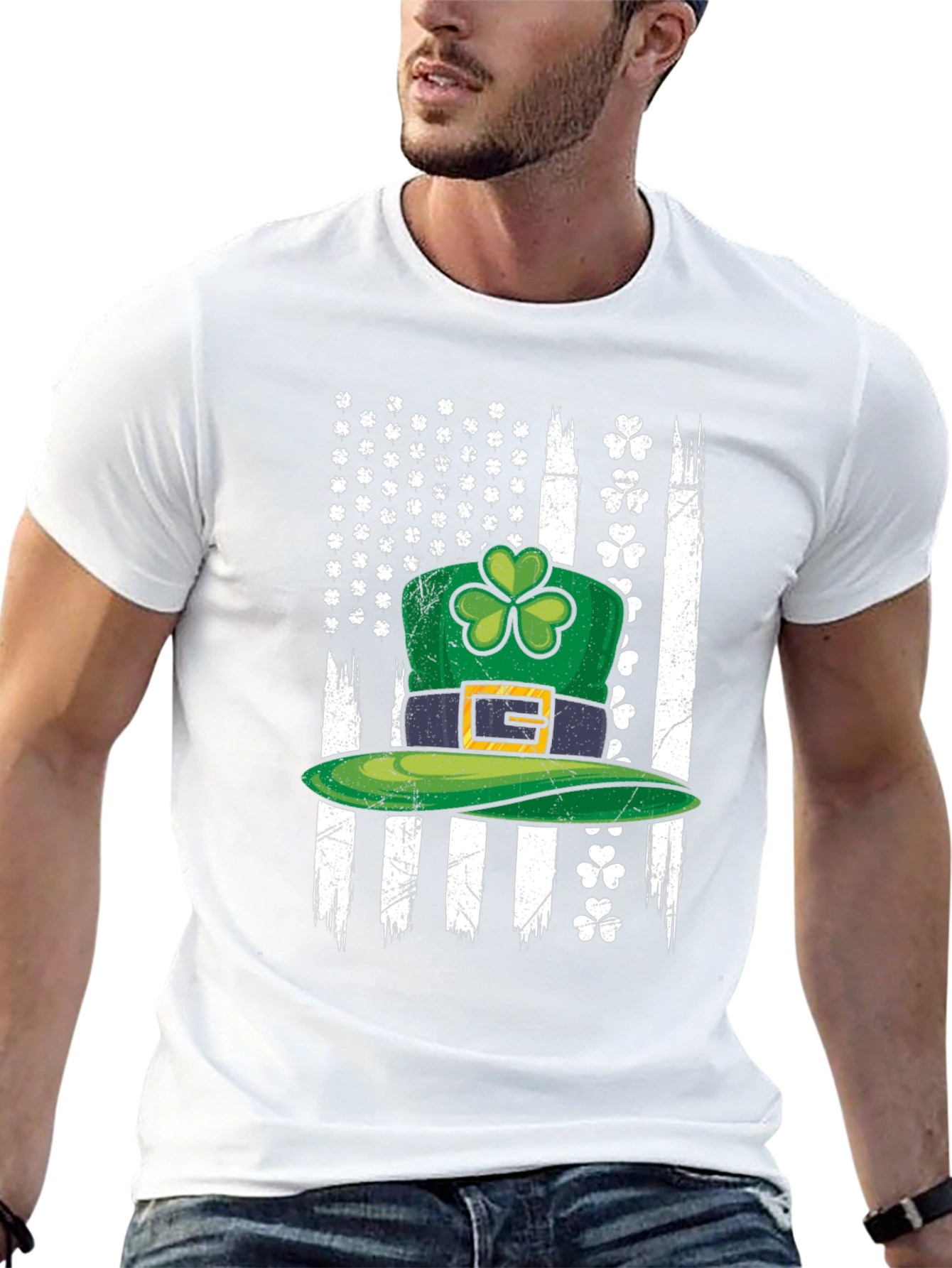 St. Patricks Day American Flag Shamrock T-Shirt