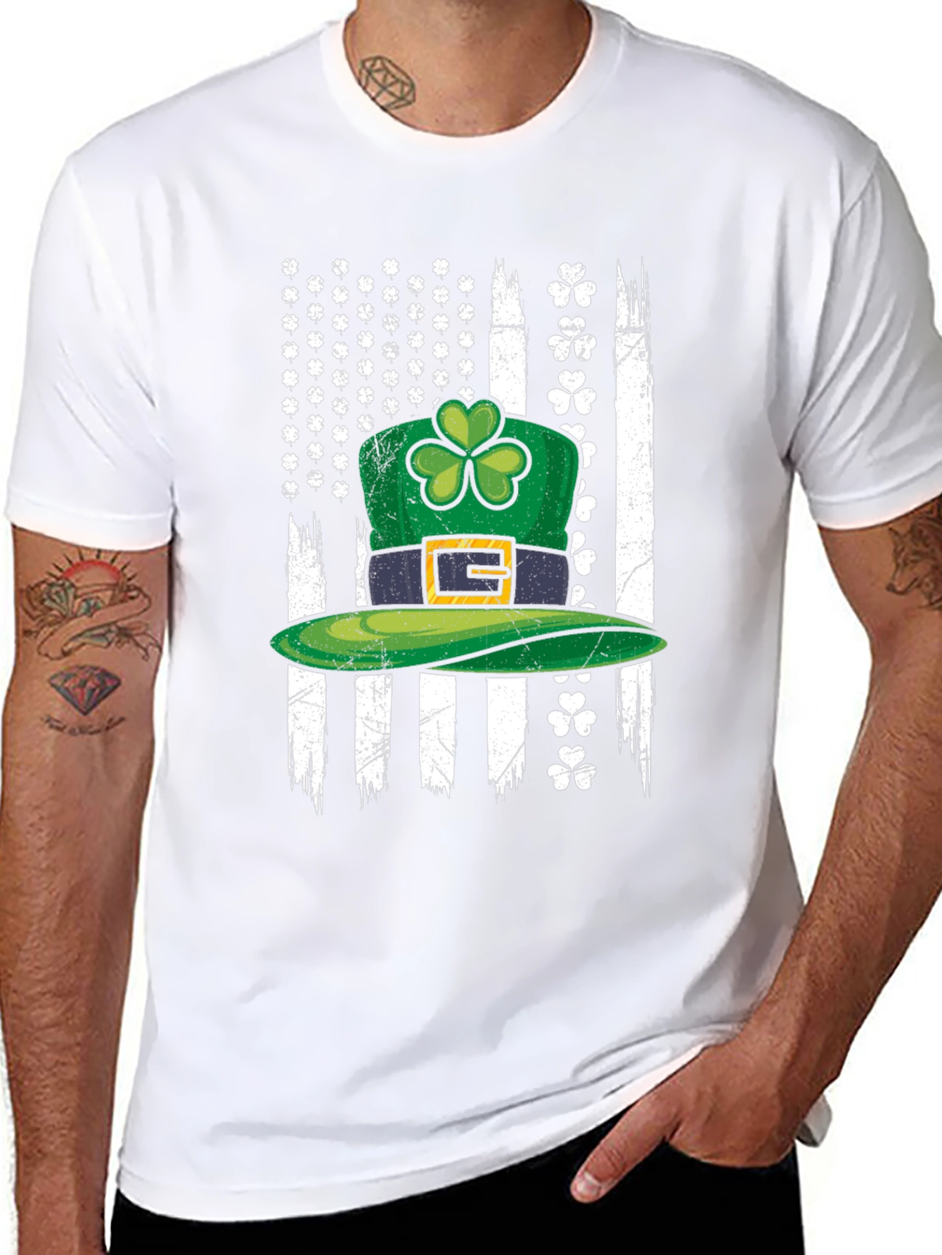 St. Patricks Day American Flag Shamrock T-Shirt