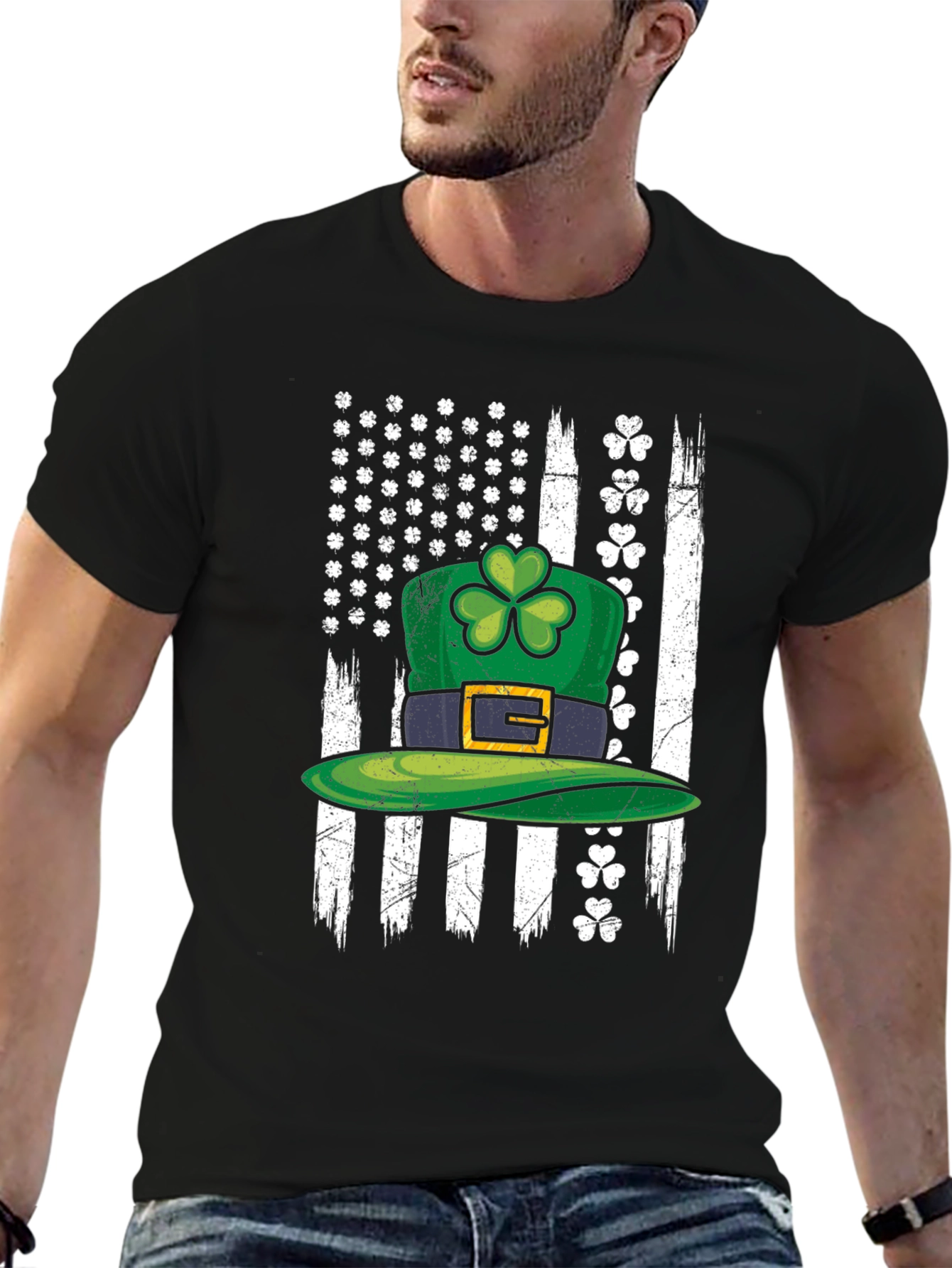 St. Patricks Day American Flag Shamrock T-Shirt
