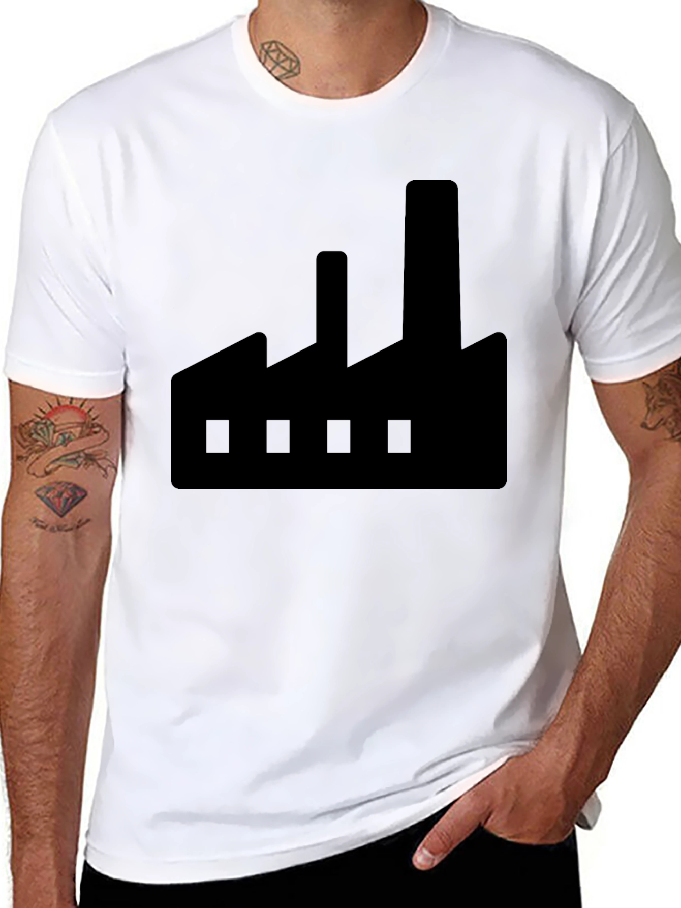 Factory Graphic Black T-Shirt - Industrial Style