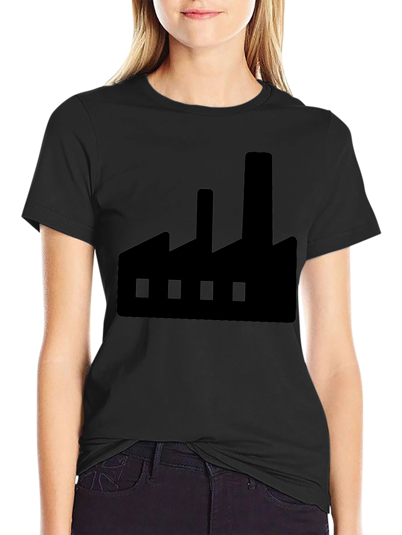 Factory Graphic Black T-Shirt - Industrial Style