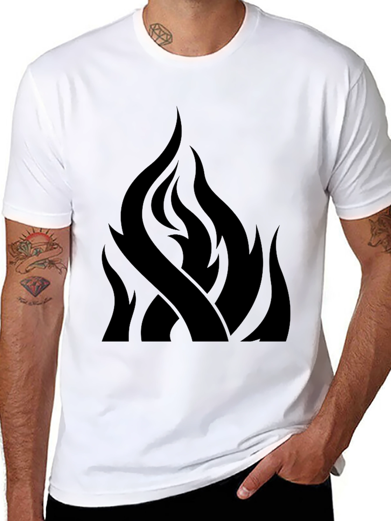 Black Flames Graphic Tee - Mens Casual Shirt