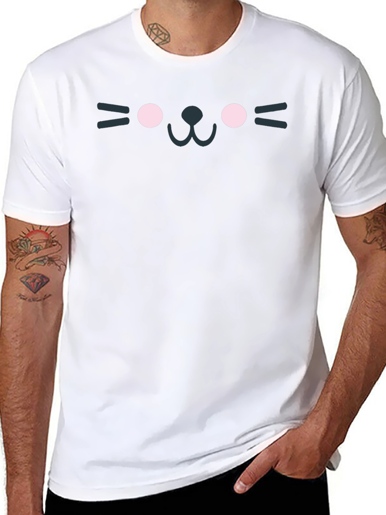 Cute Black Cat Face T-Shirt - Unisex