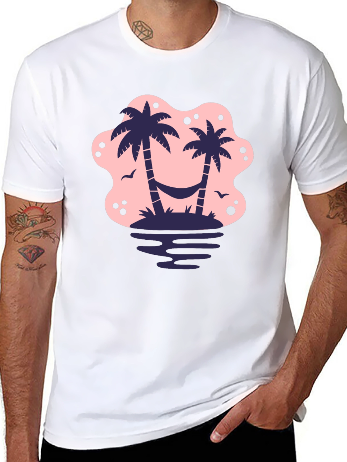 Tropical Island Palm Tree Graphic T-Shirt