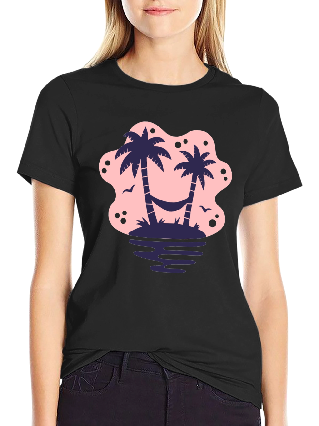 Tropical Island Palm Tree Graphic T-Shirt