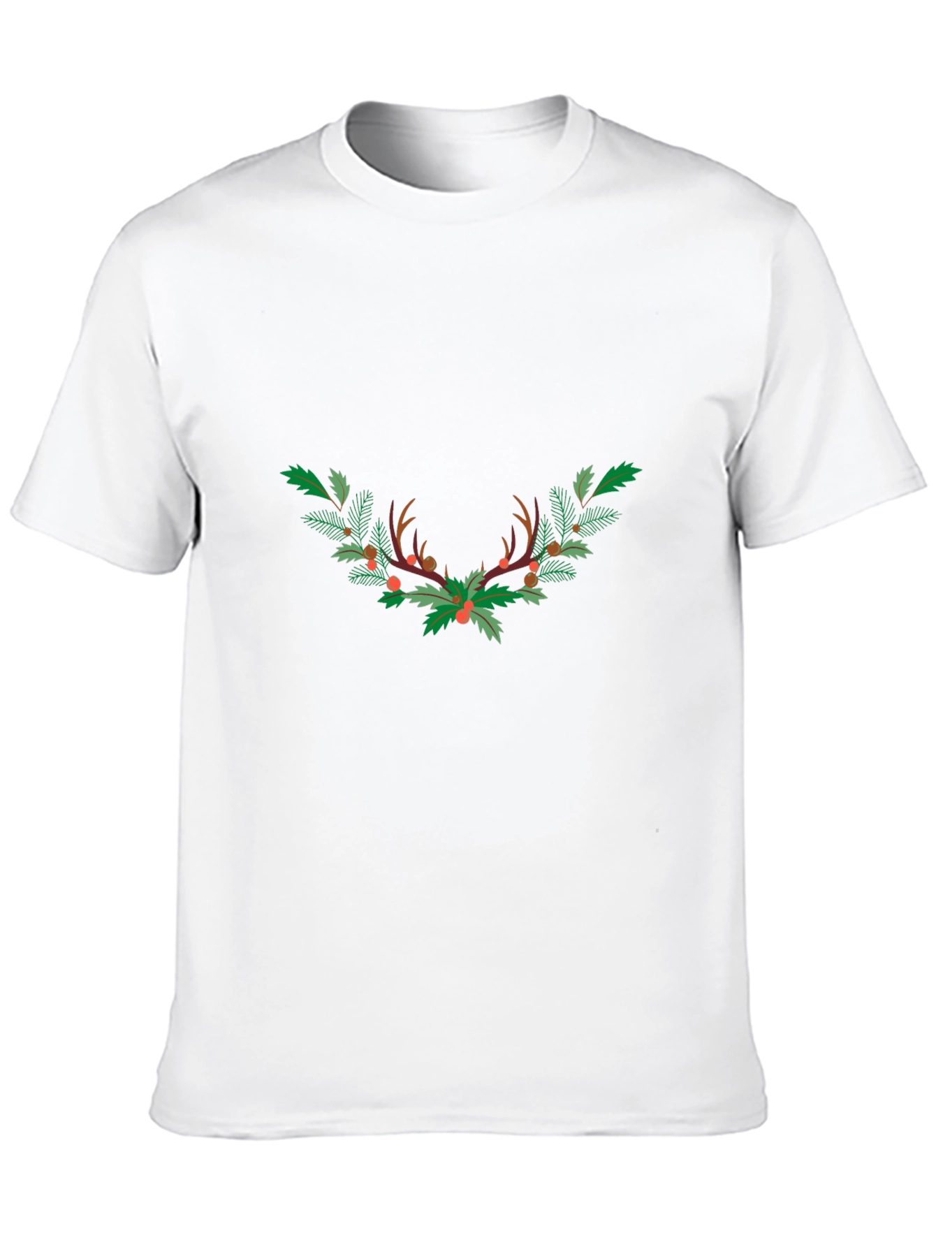 Festive Antler Wreath Graphic Tee - Black