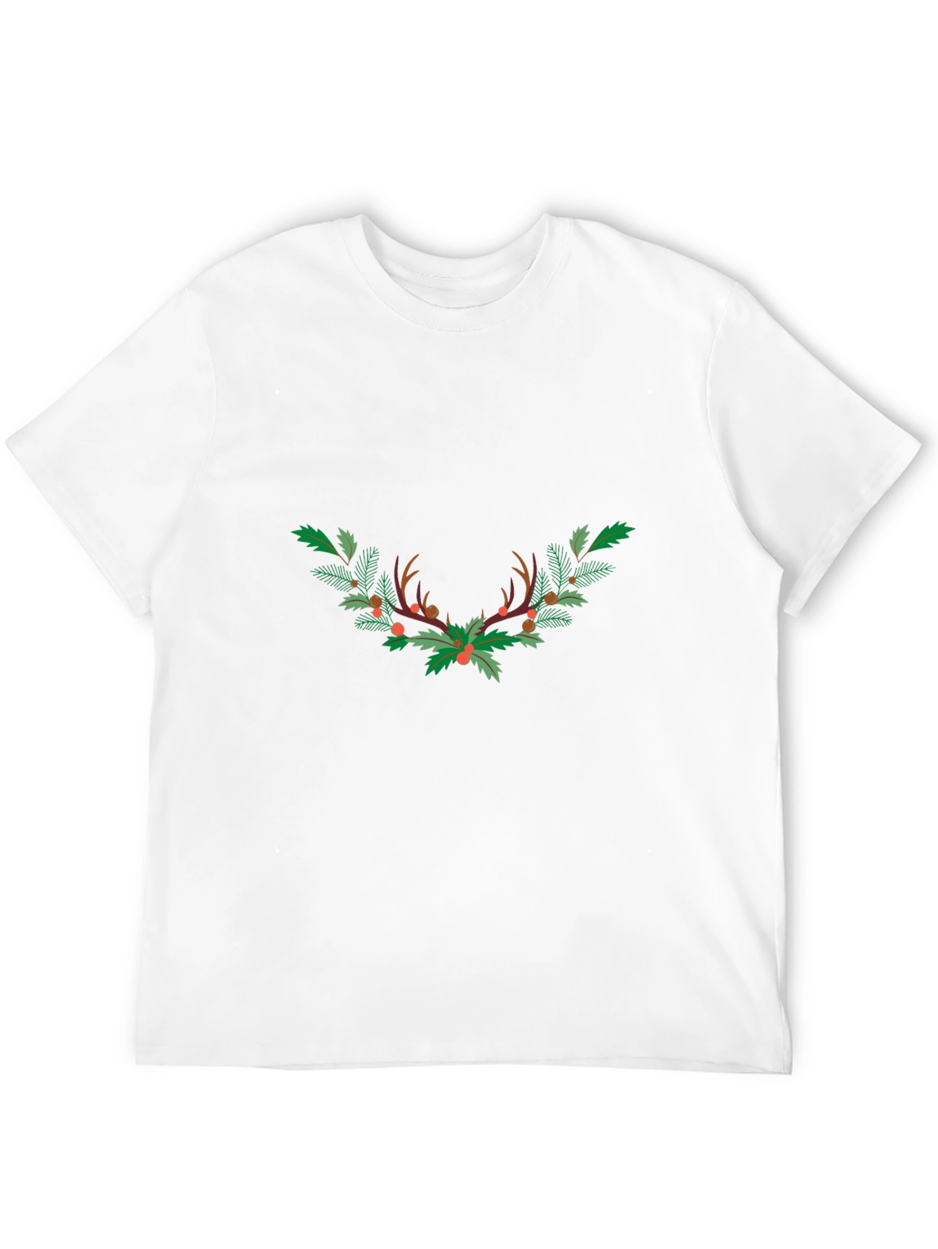 Festive Antler Wreath Graphic Tee - Black
