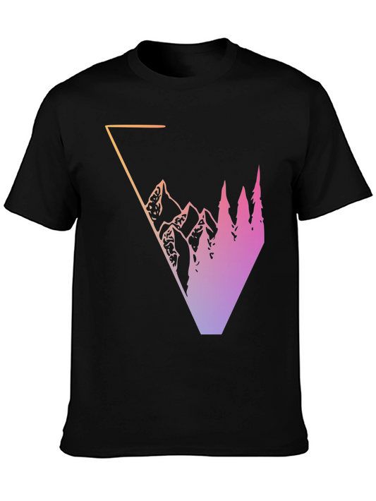 Gradient Mountain & Trees Graphic Tee