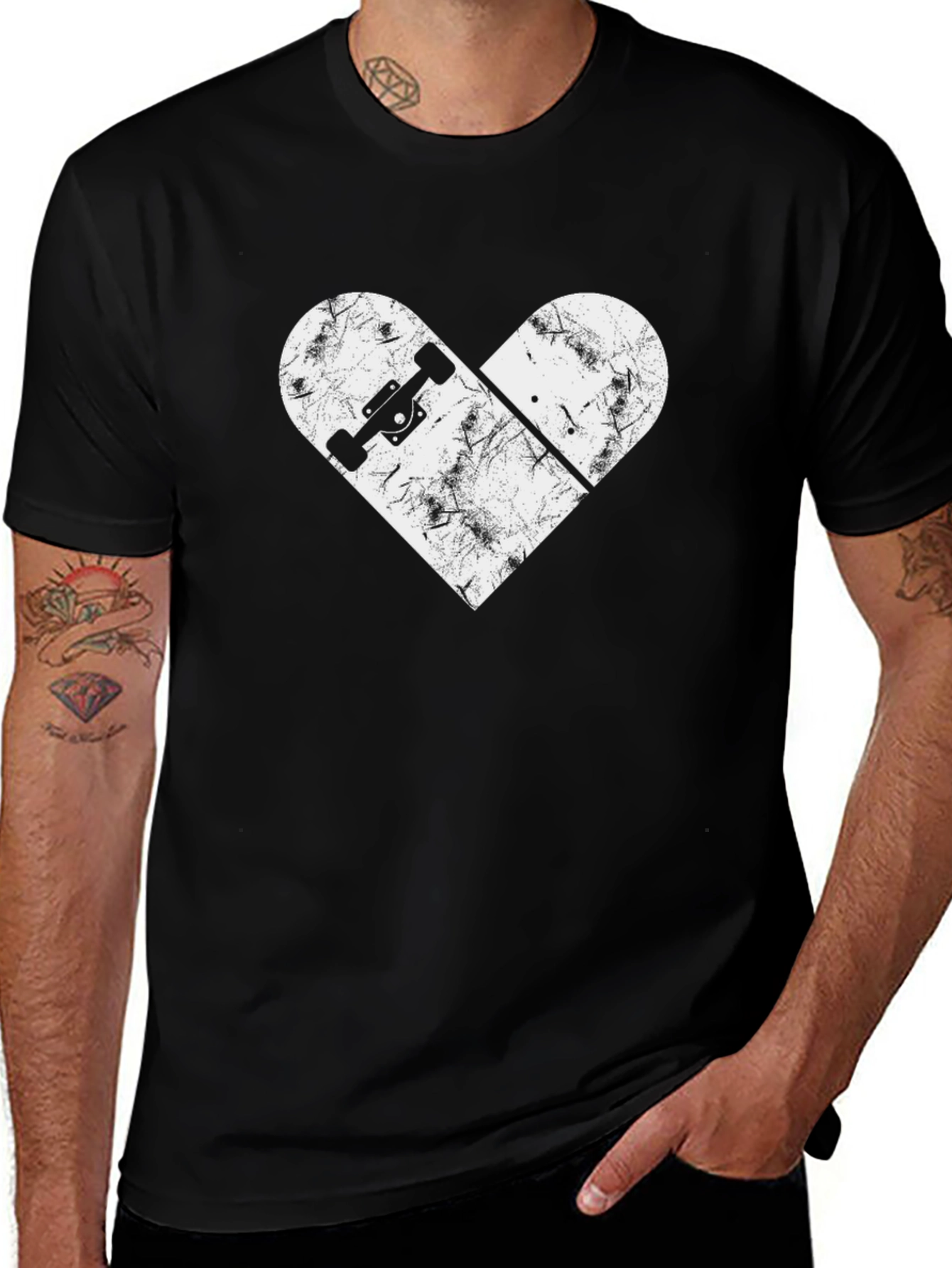 Skateboard Heart Graphic Tee - Cool Skater Design