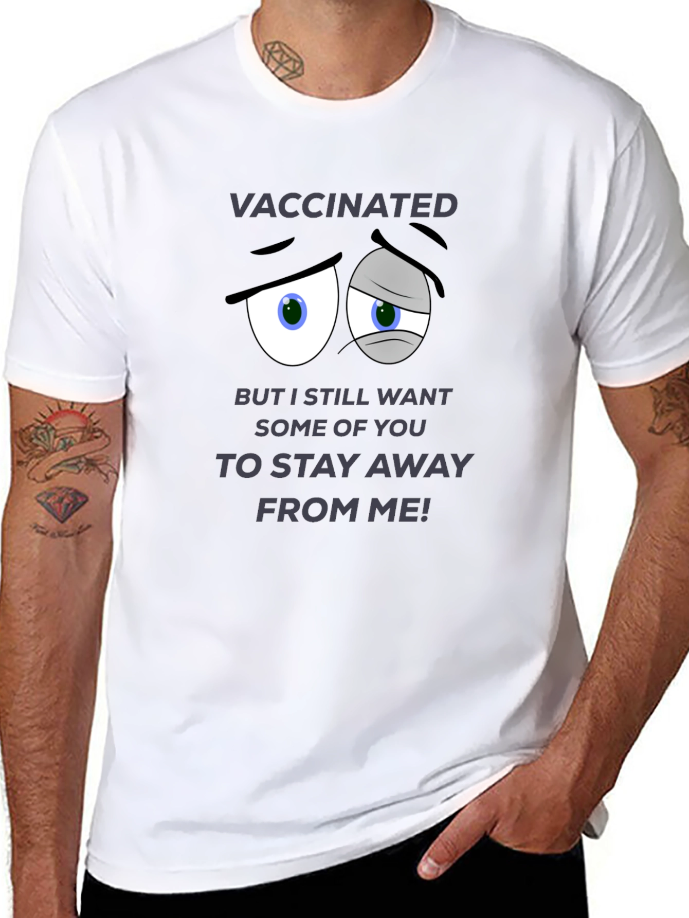 Vaccinated Graphic Tee - Stay Away Humor T-Shirt