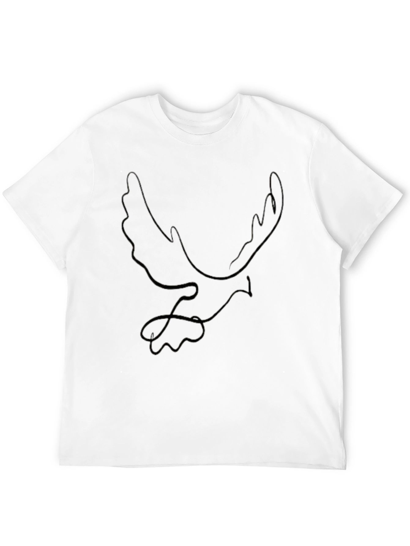Minimalist Dove Line Art Black Tee