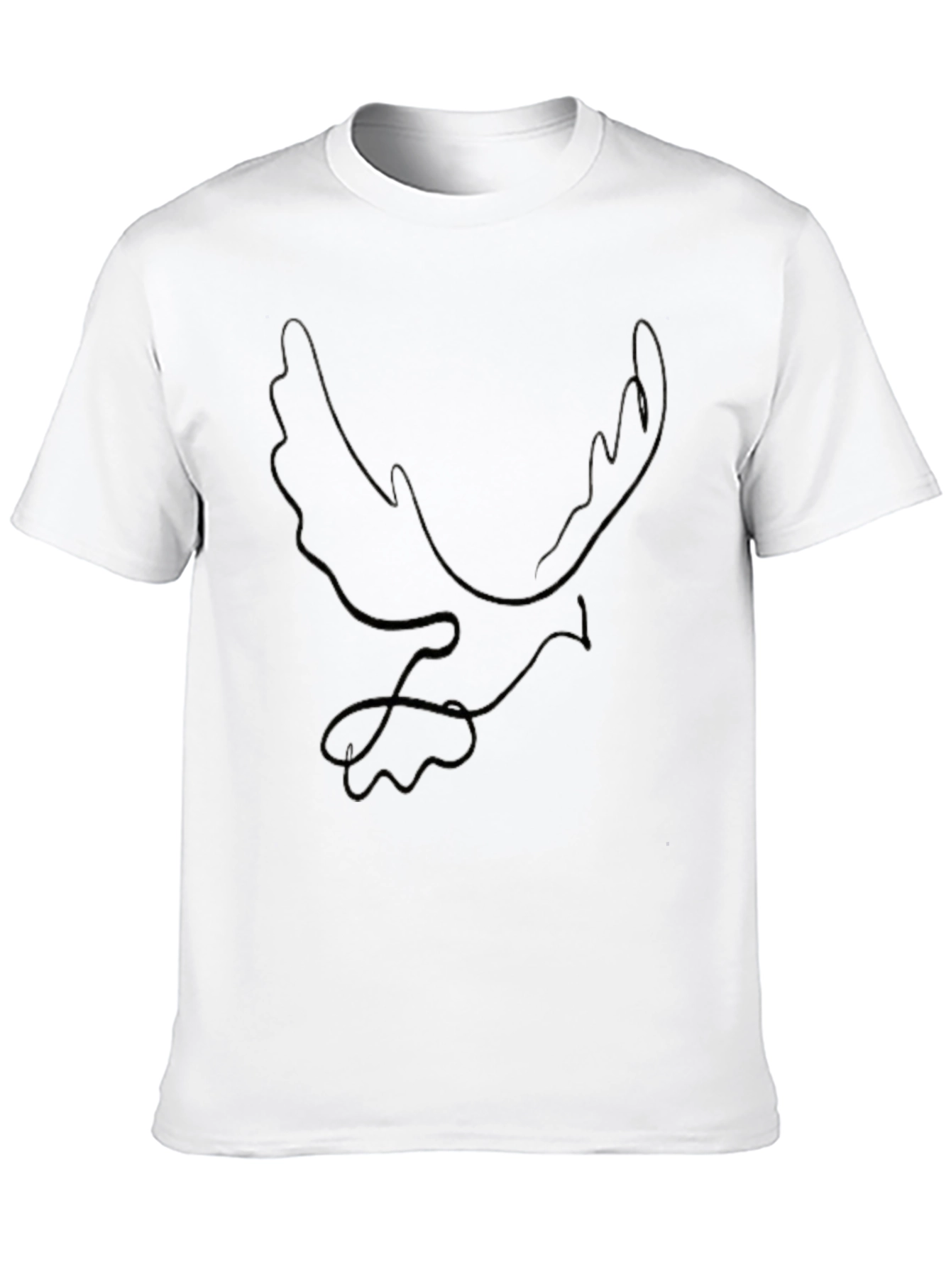 Minimalist Dove Line Art Black Tee