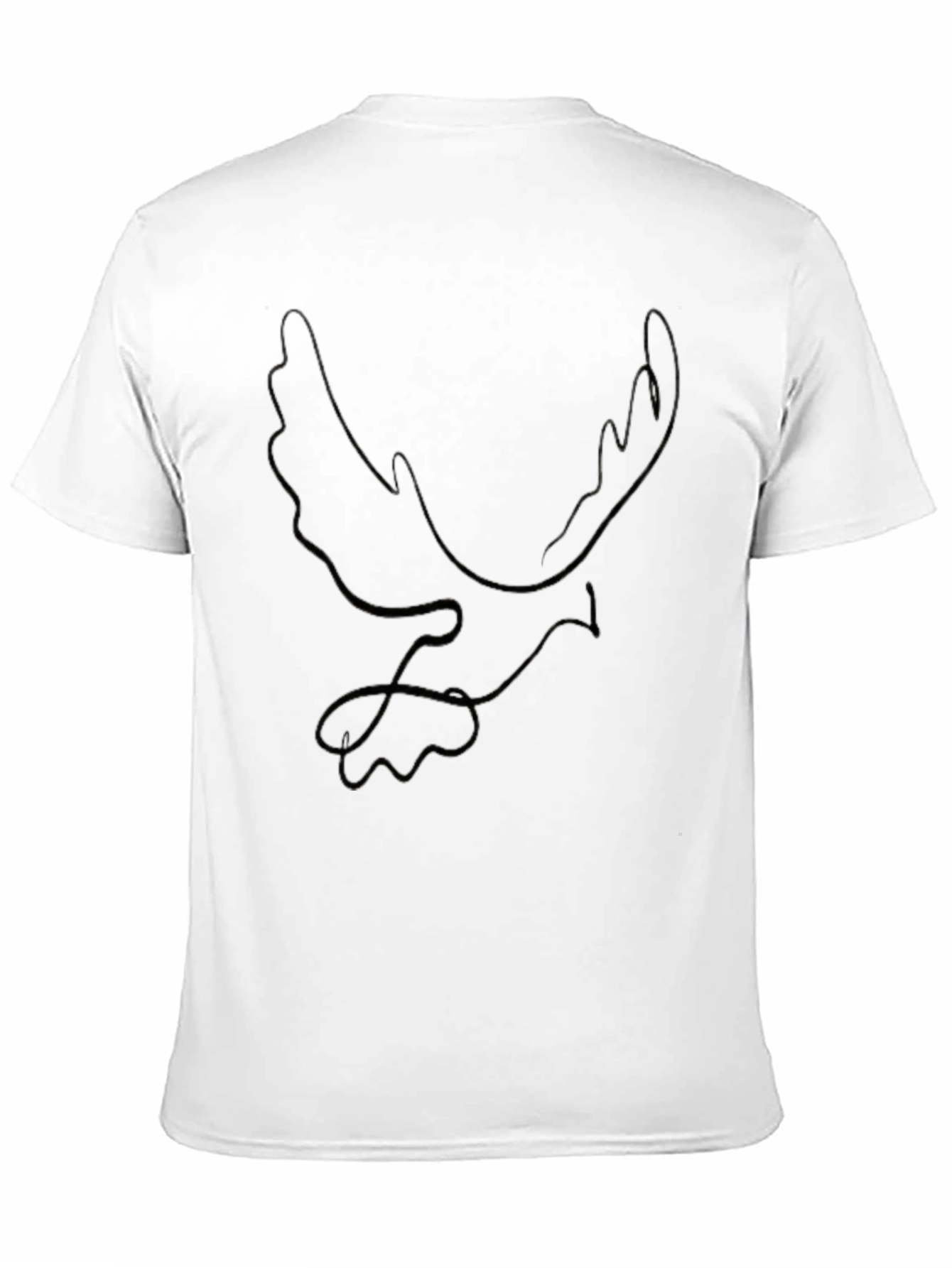 Minimalist Dove Line Art Black Tee