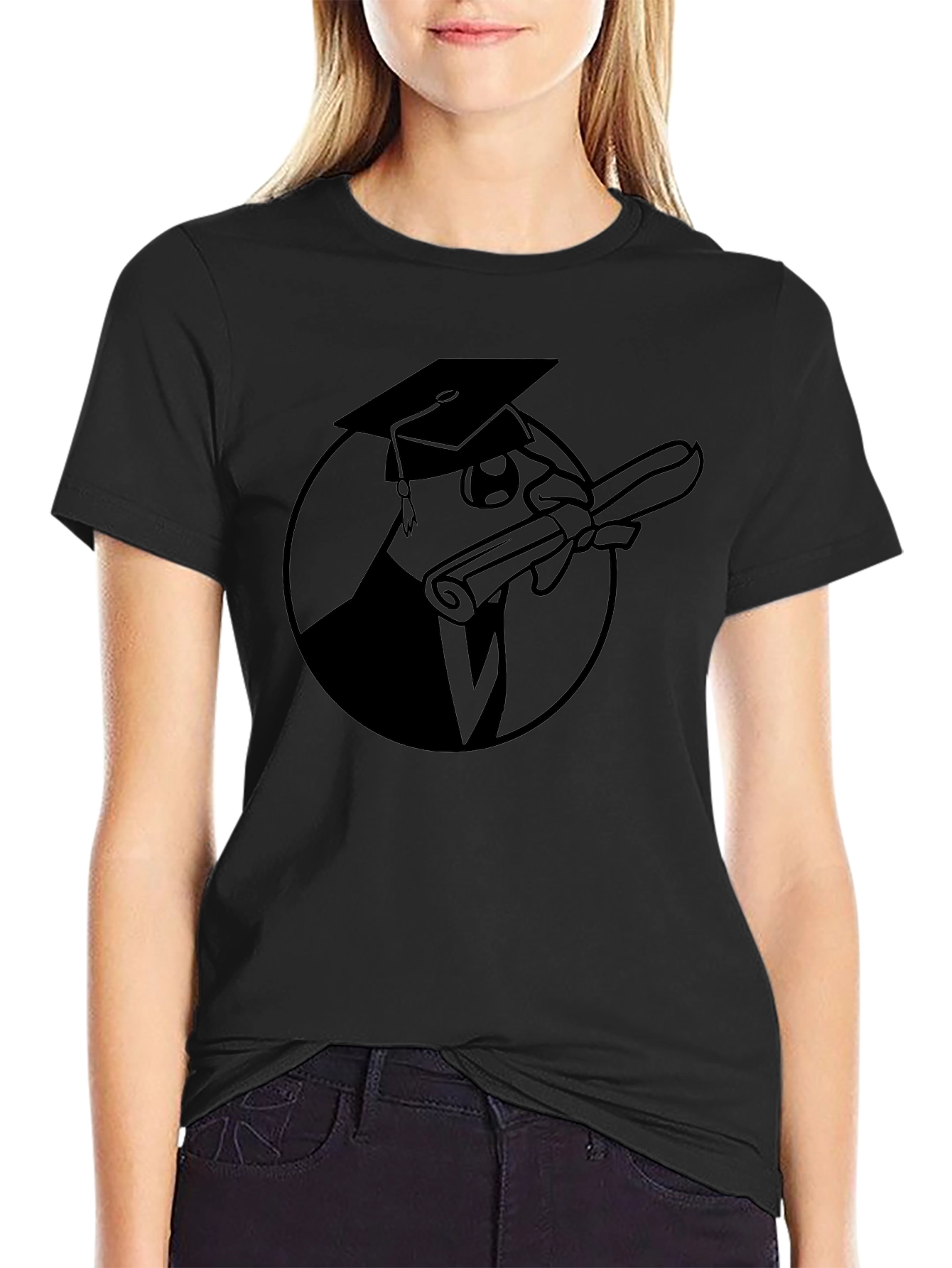 Graduation Owl Graphic Tee - Black