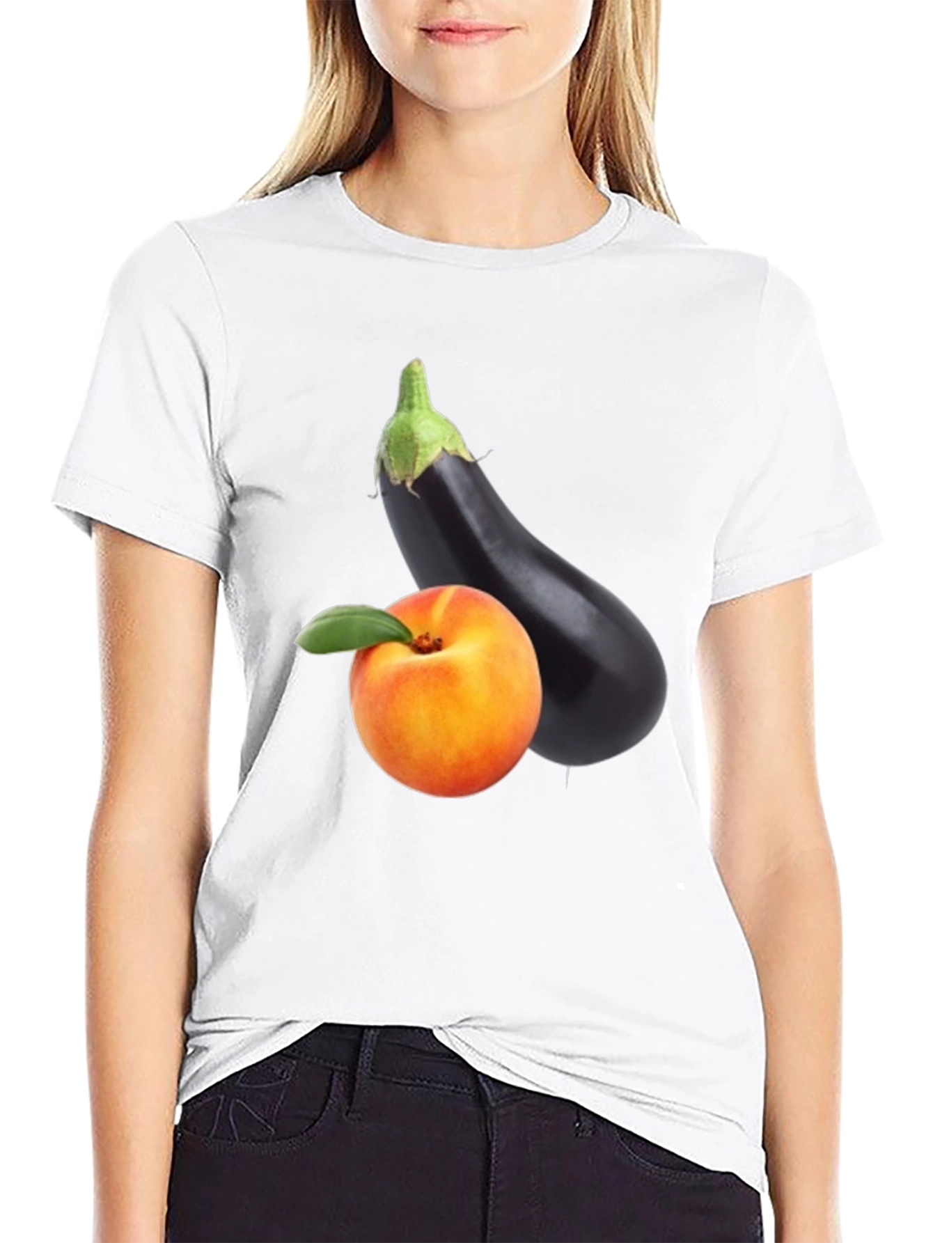 Peach & Eggplant Black T-Shirt