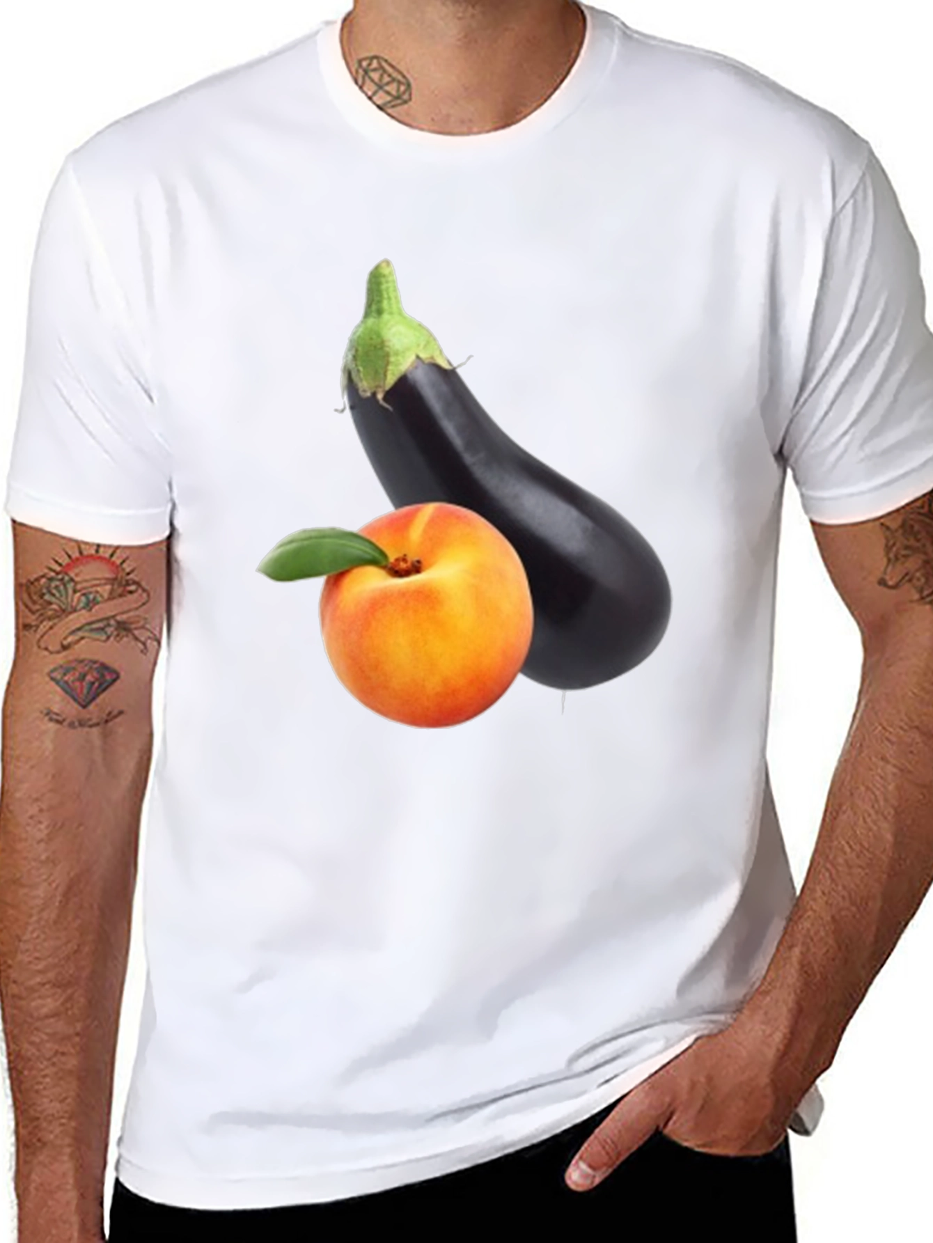 Peach & Eggplant Black T-Shirt