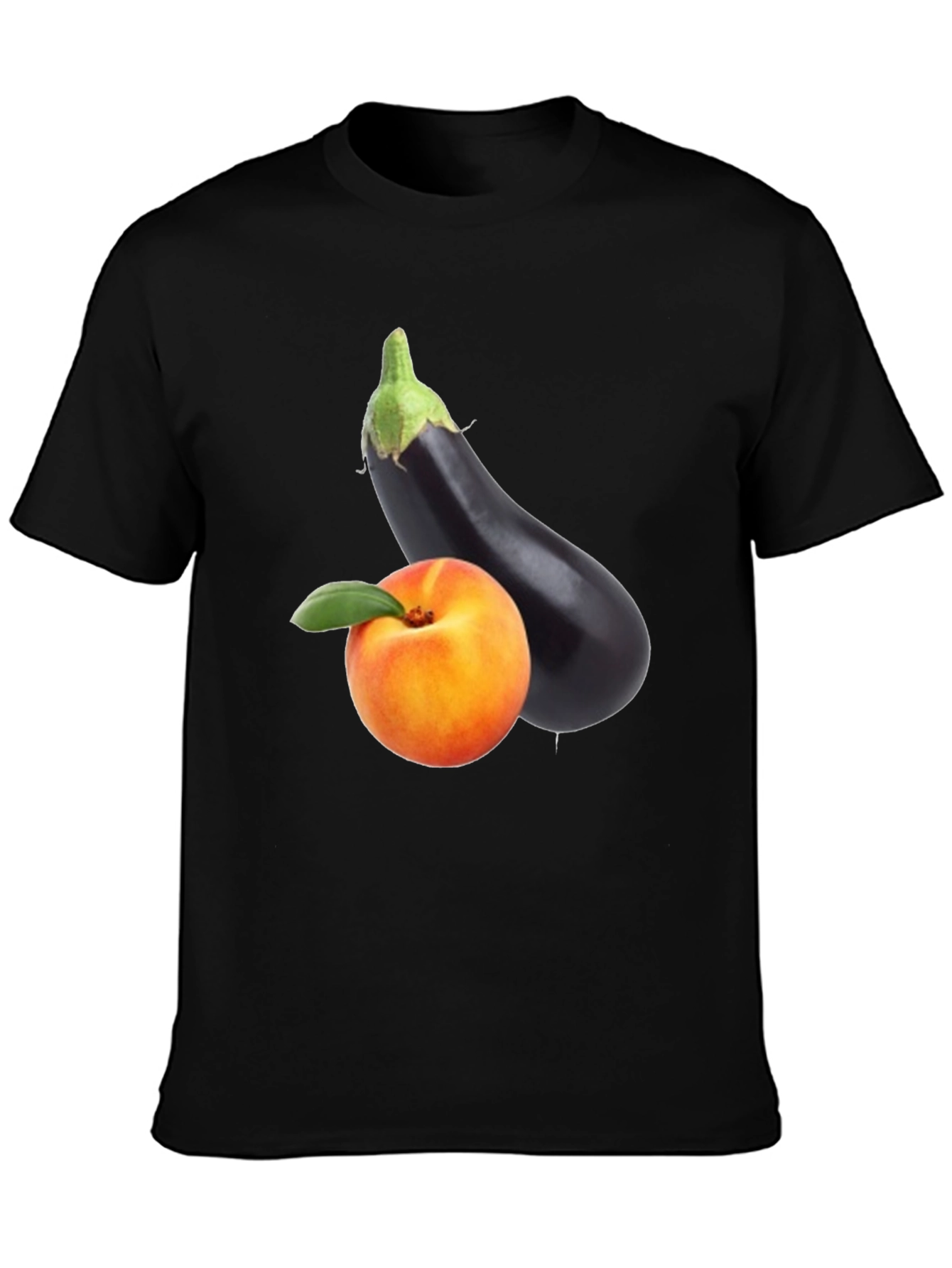 Peach & Eggplant Black T-Shirt