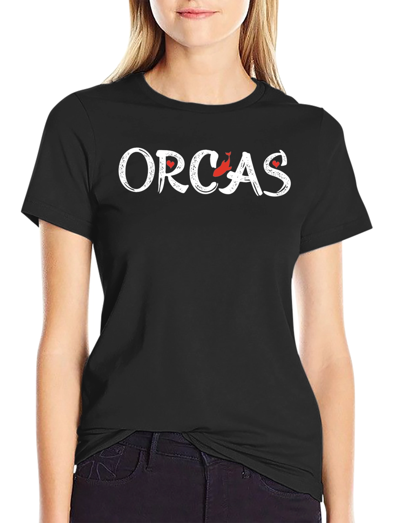 Orcas Whale Lover Black Graphic Tee