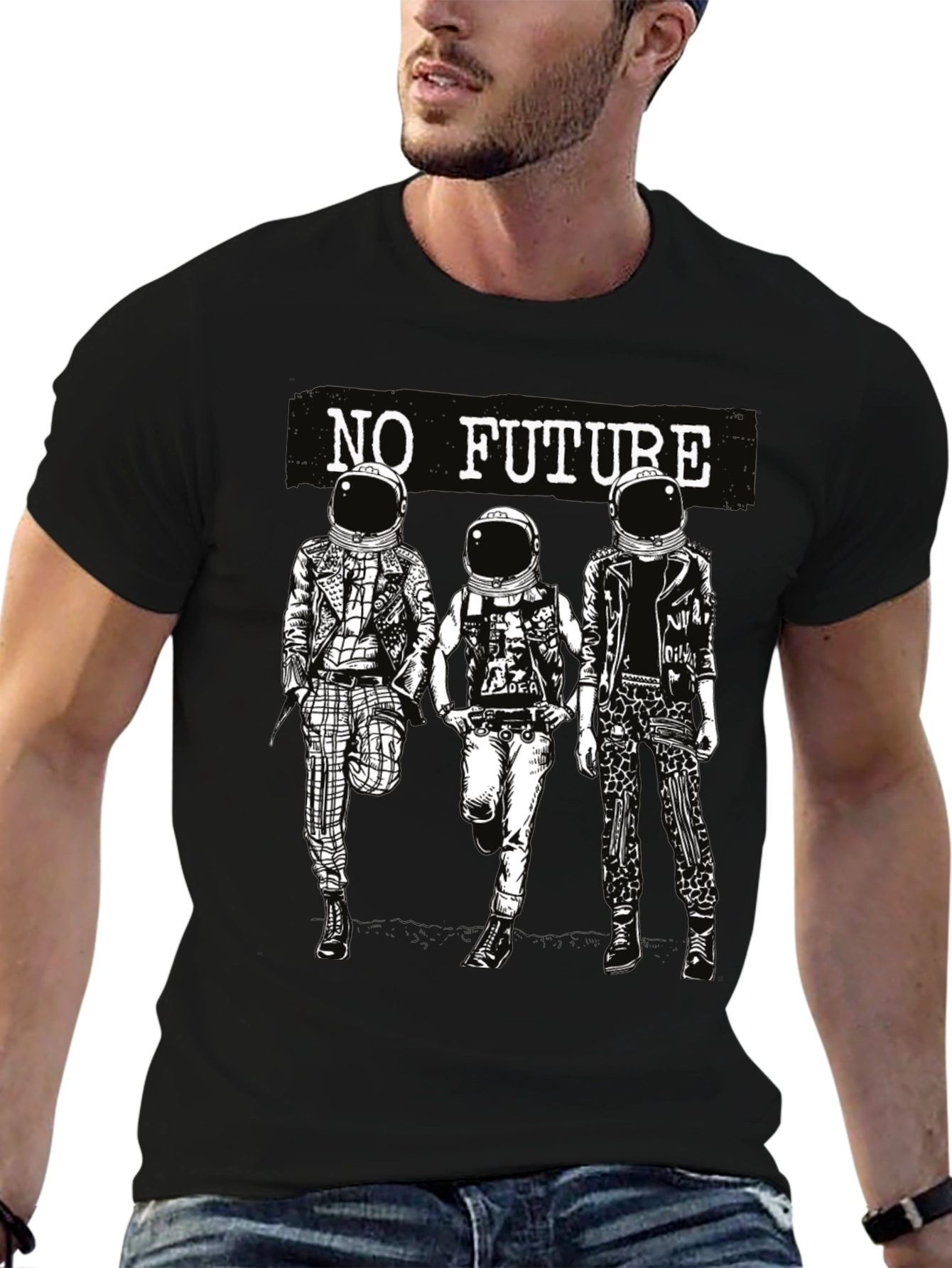 No Future Astronauts Black Graphic Tee
