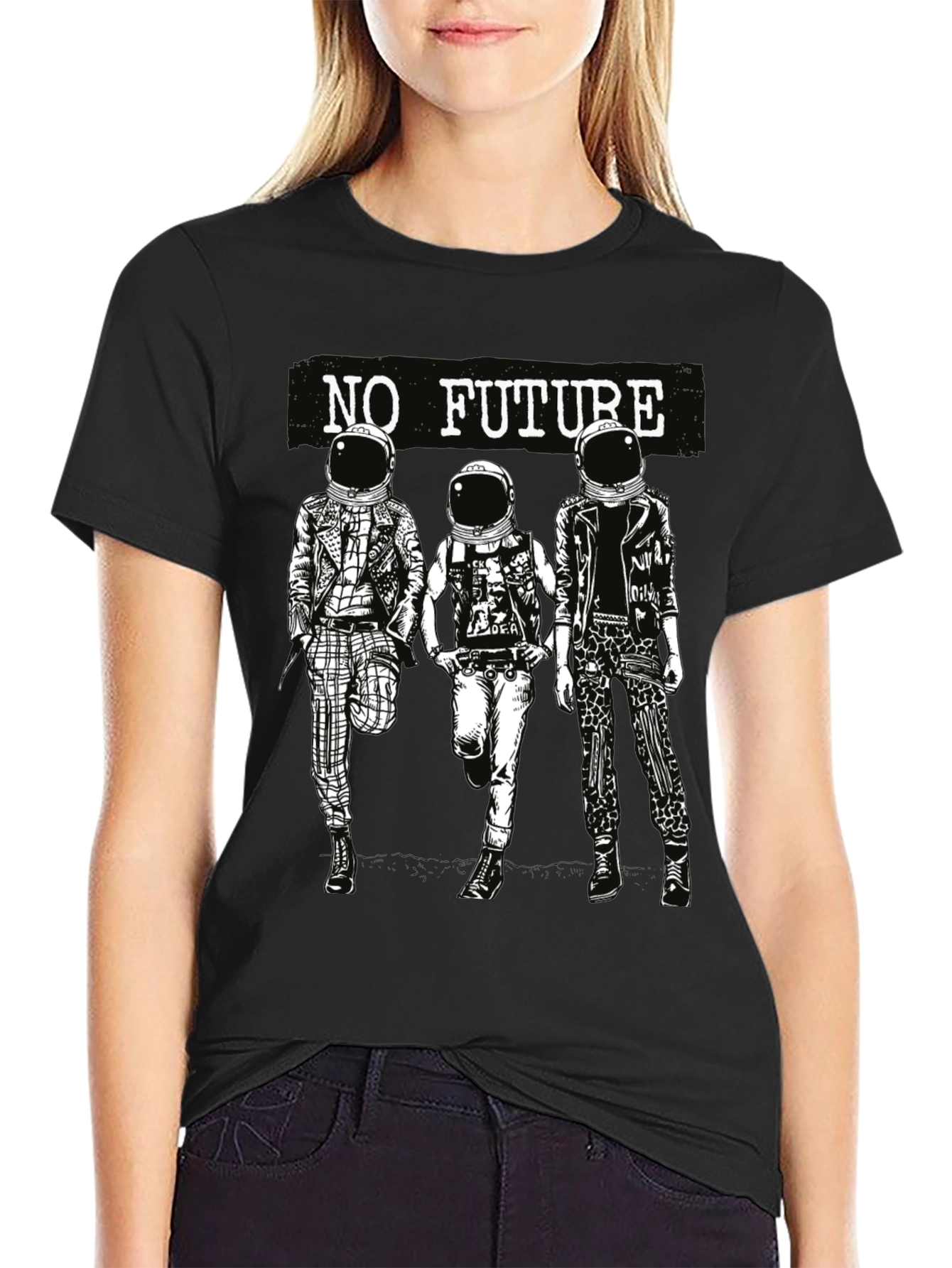 No Future Astronauts Black Graphic Tee