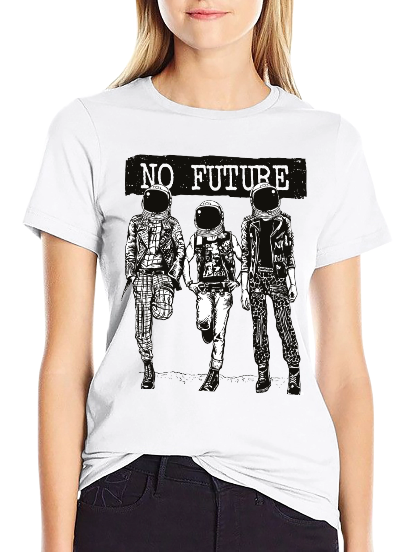 No Future Astronauts Black Graphic Tee