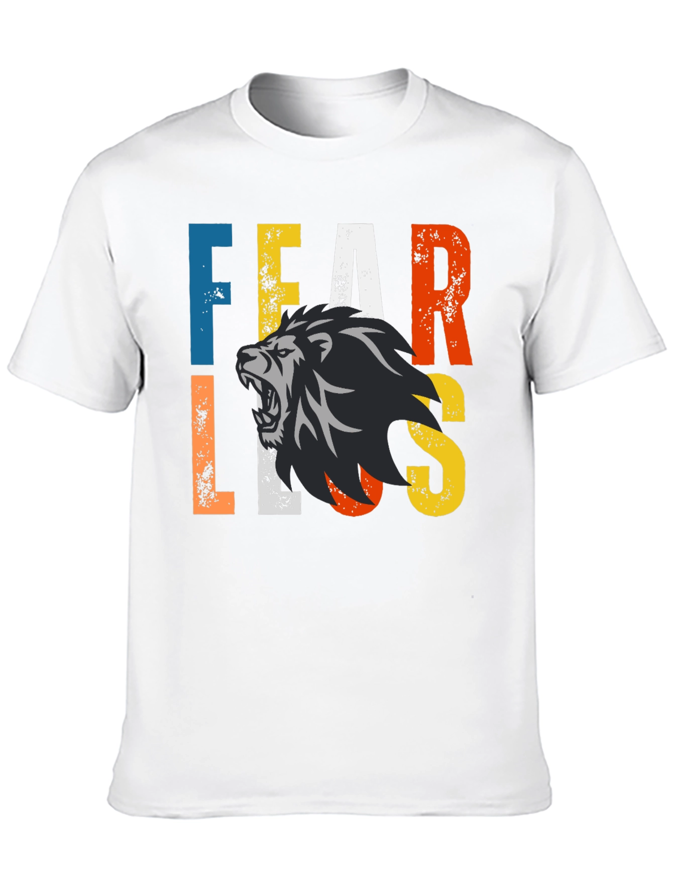 Fearless Lion Graphic Print Black T-Shirt