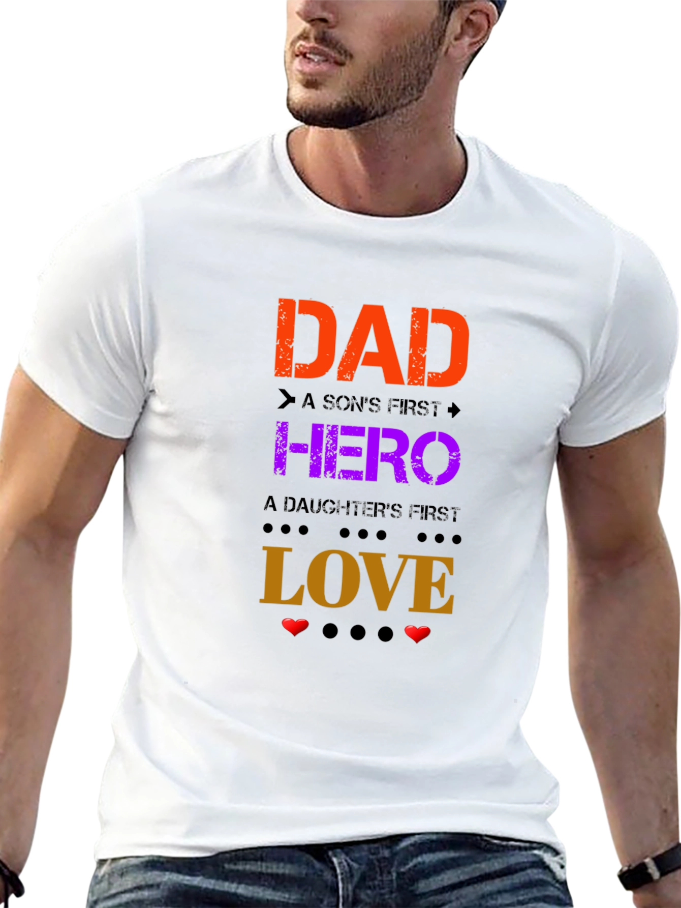 Dad Hero Love Graphic Tee - Fathers Day Gift