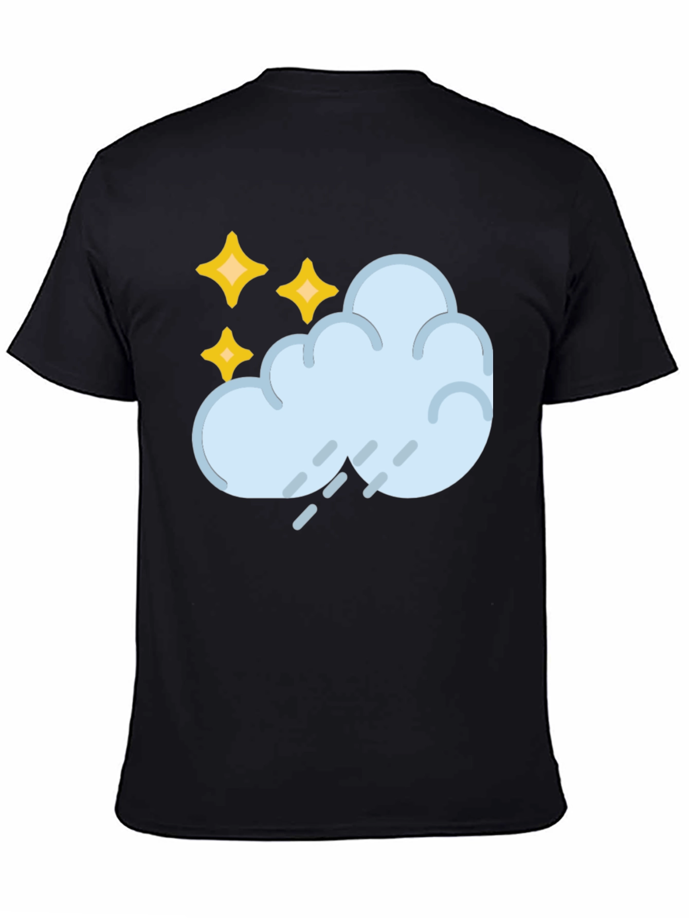 Rain Cloud & Stars Graphic Black T-Shirt