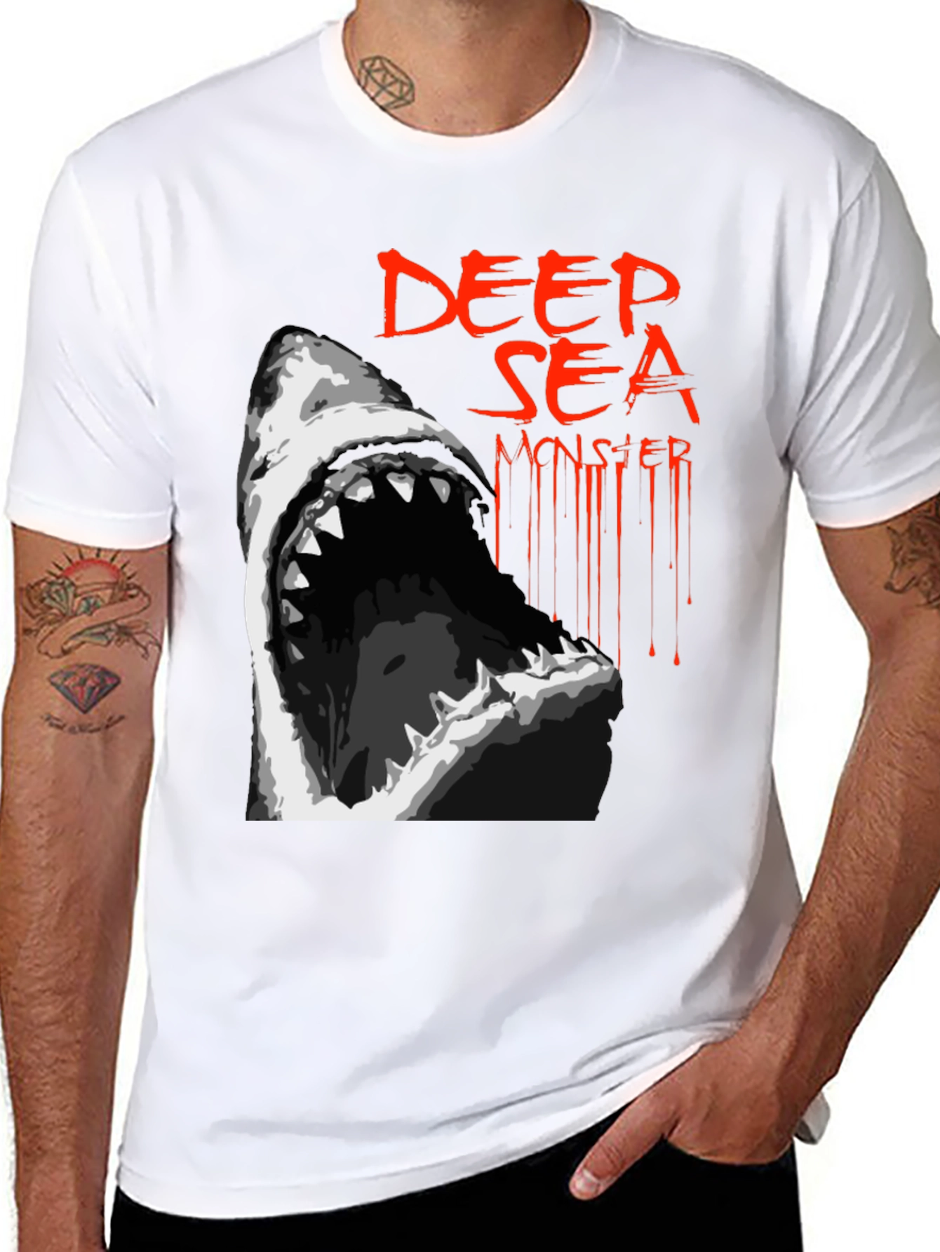 Deep Sea Monster Graphic Tee - Black