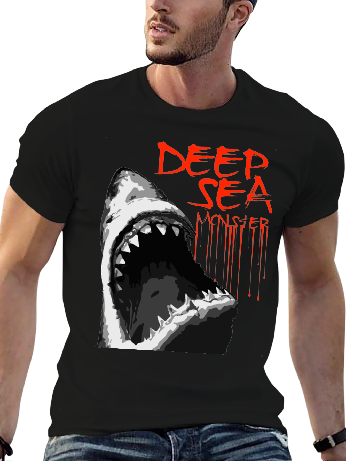 Deep Sea Monster Graphic Tee - Black
