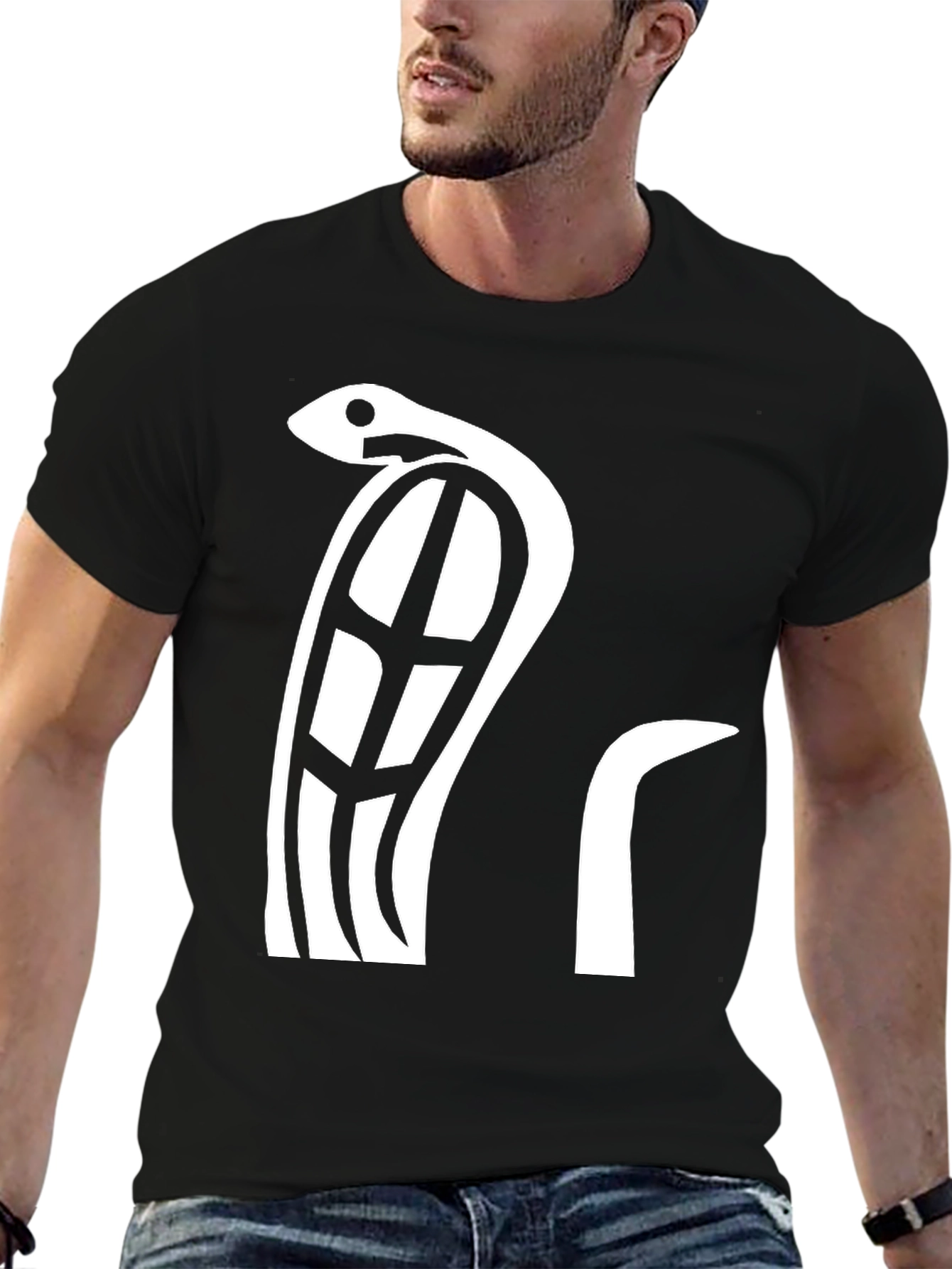 Abstract Serpent Graphic Tee - Black Cotton T-Shirt