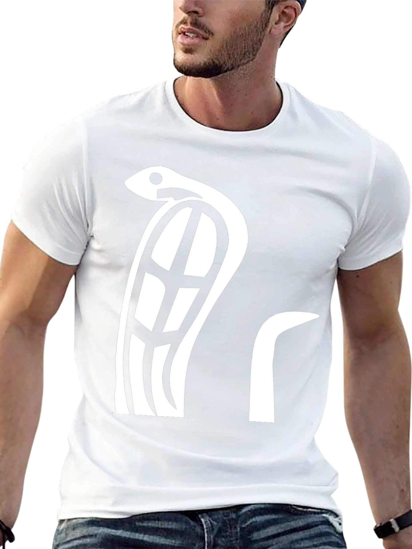 Abstract Serpent Graphic Tee - Black Cotton T-Shirt