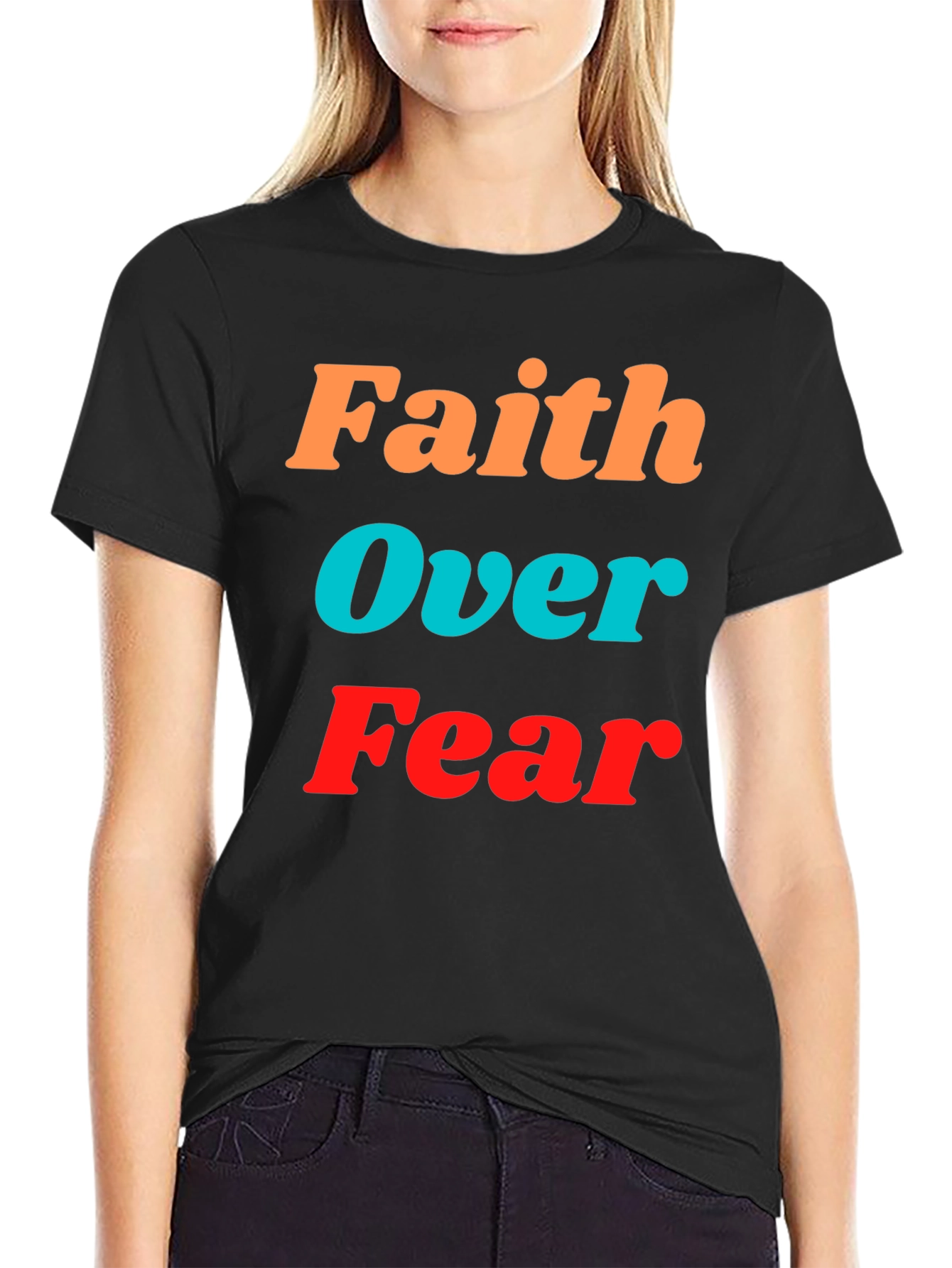 Faith Over Fear Graphic Tee - Inspirational Black T-Shirt