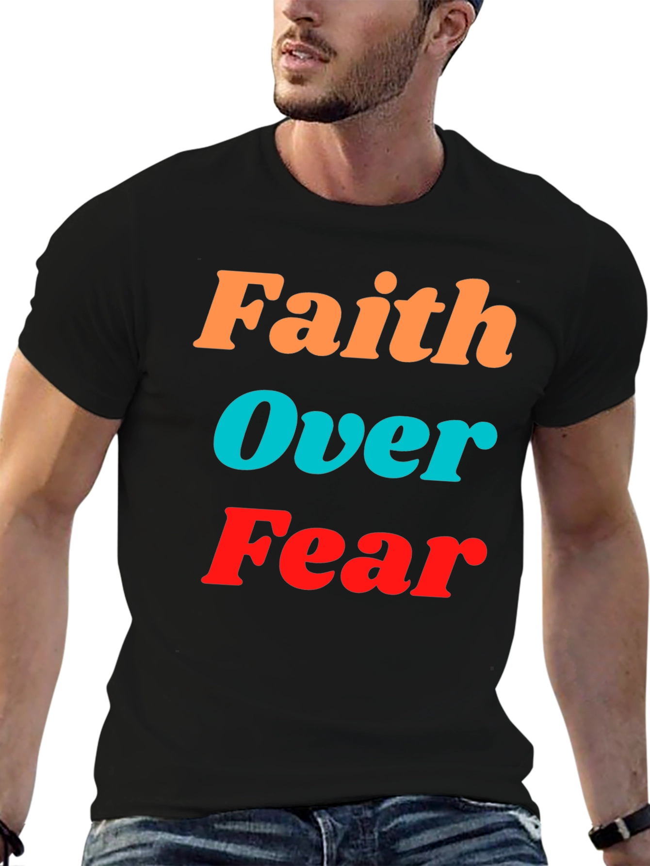 Faith Over Fear Graphic Tee - Inspirational Black T-Shirt