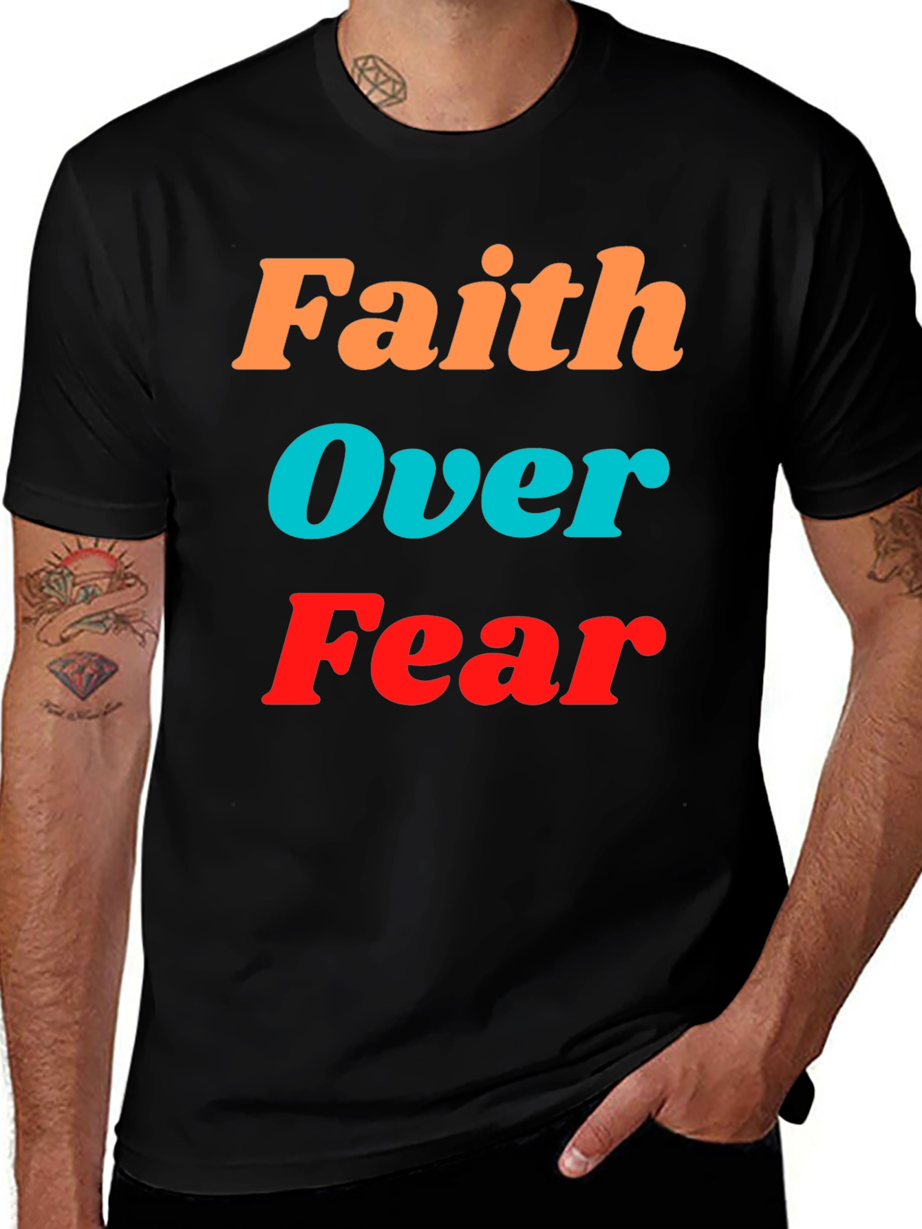 Faith Over Fear Graphic Tee - Inspirational Black T-Shirt