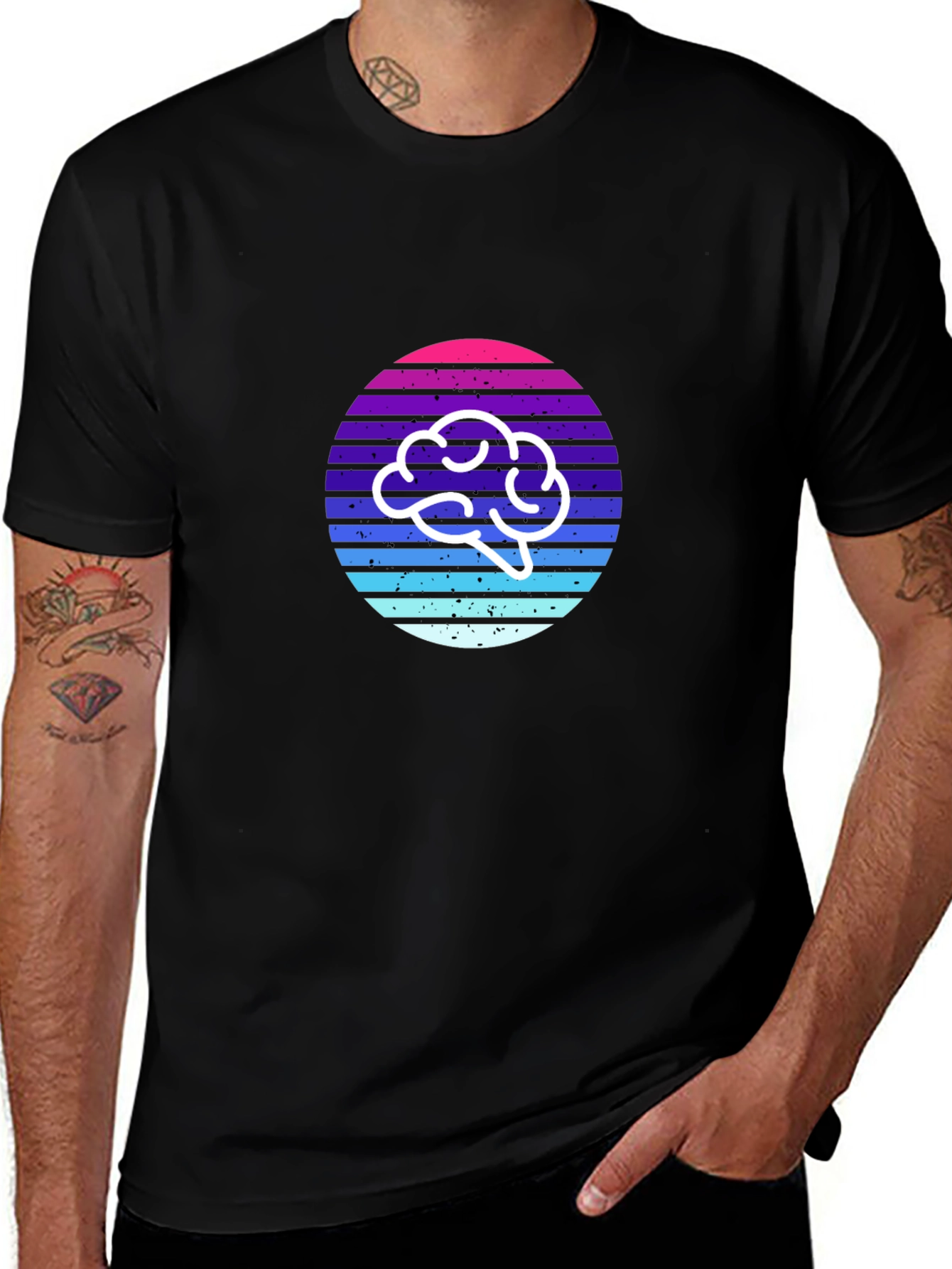 Retro Brain T-Shirt - Stylish and Thoughtful Design