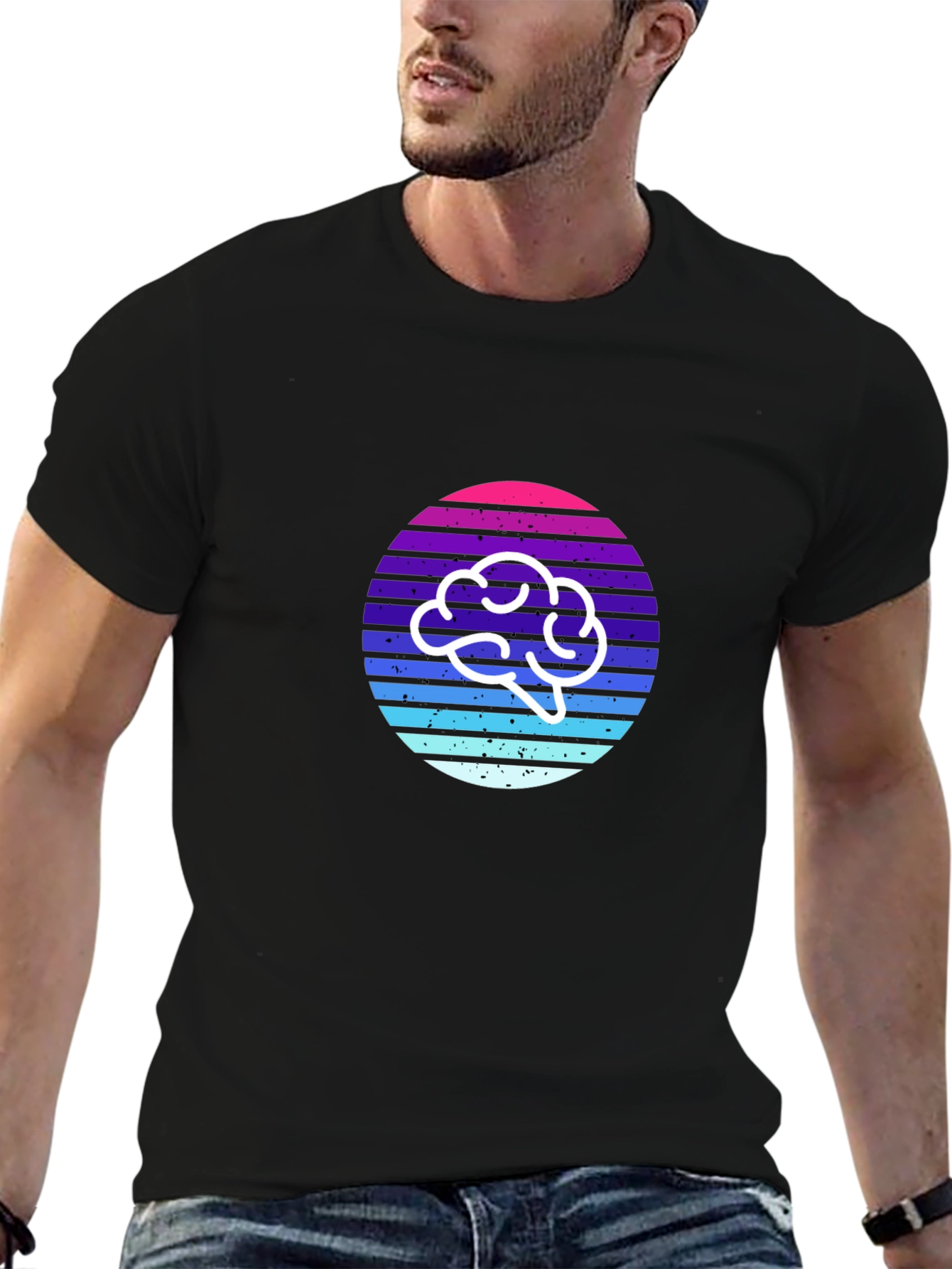 Retro Brain T-Shirt - Stylish and Thoughtful Design