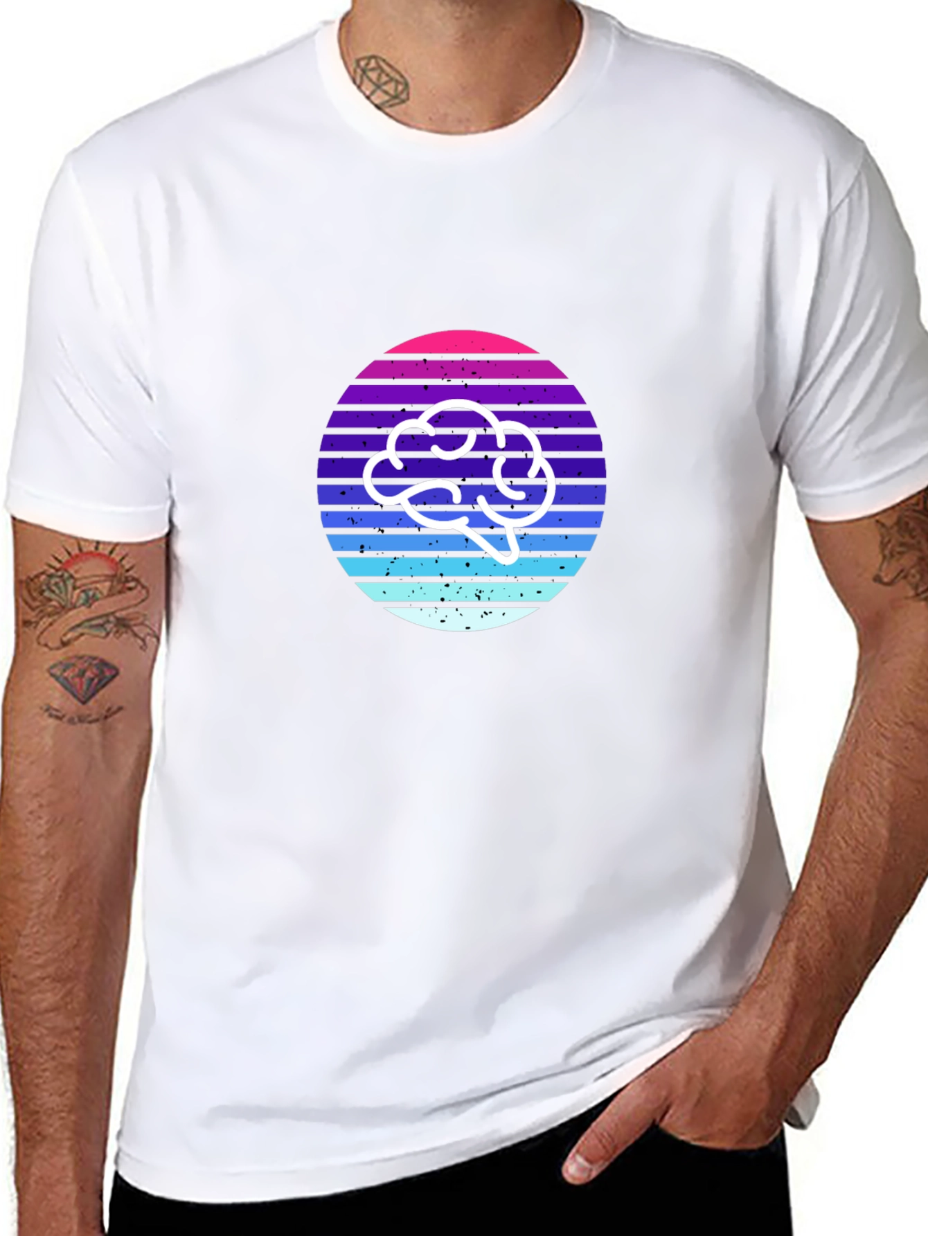 Retro Brain T-Shirt - Stylish and Thoughtful Design