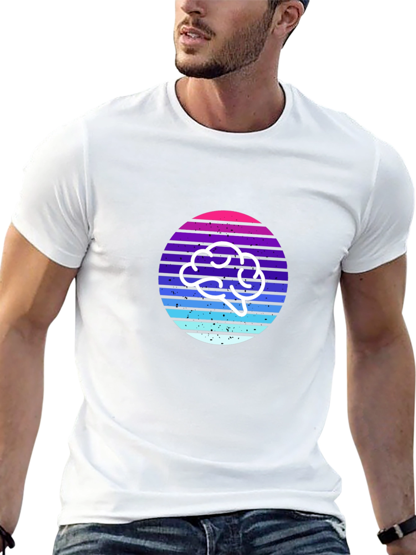 Retro Brain T-Shirt - Stylish and Thoughtful Design