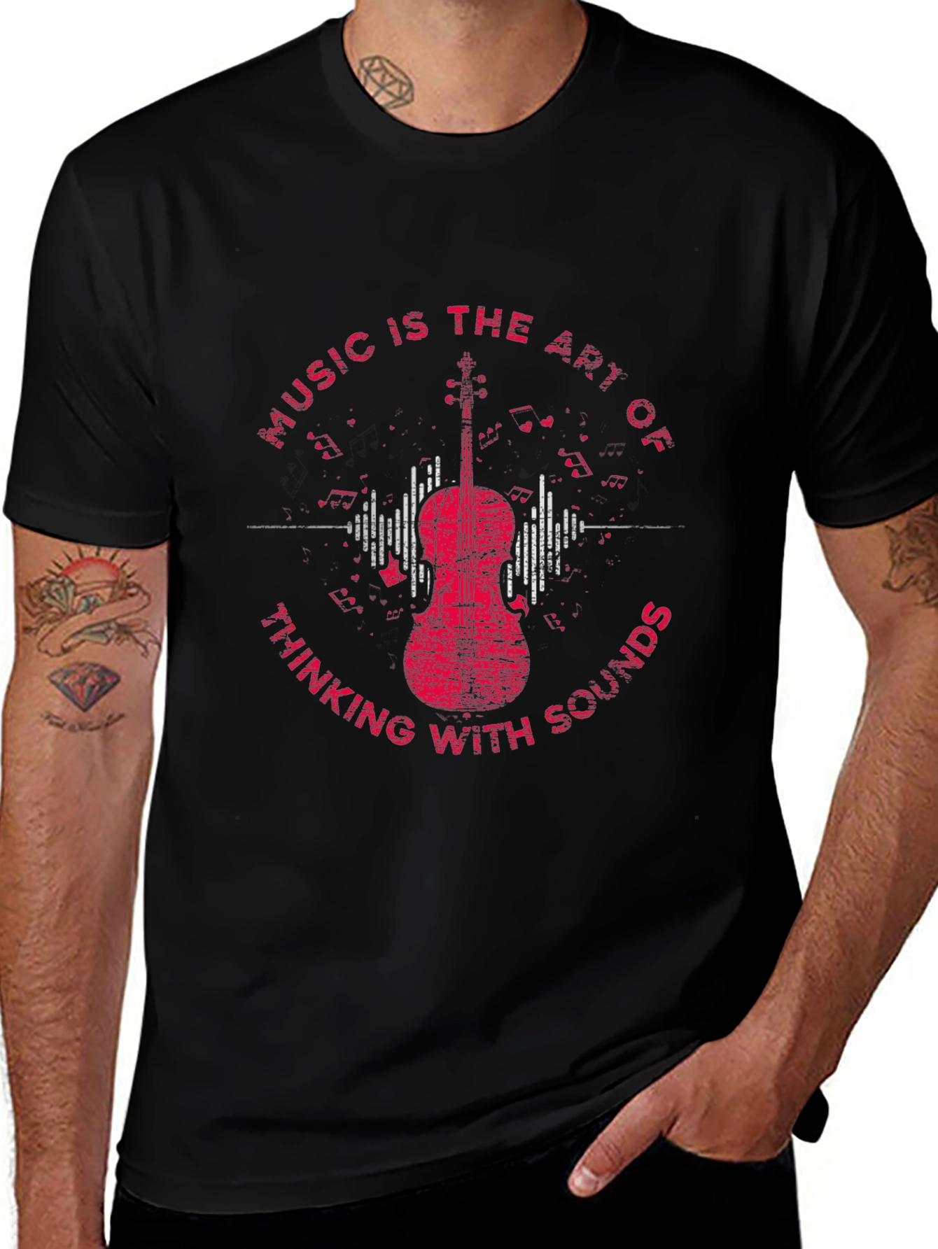 Music Art Graphic Tee - Thinking With Sounds T-Shirt