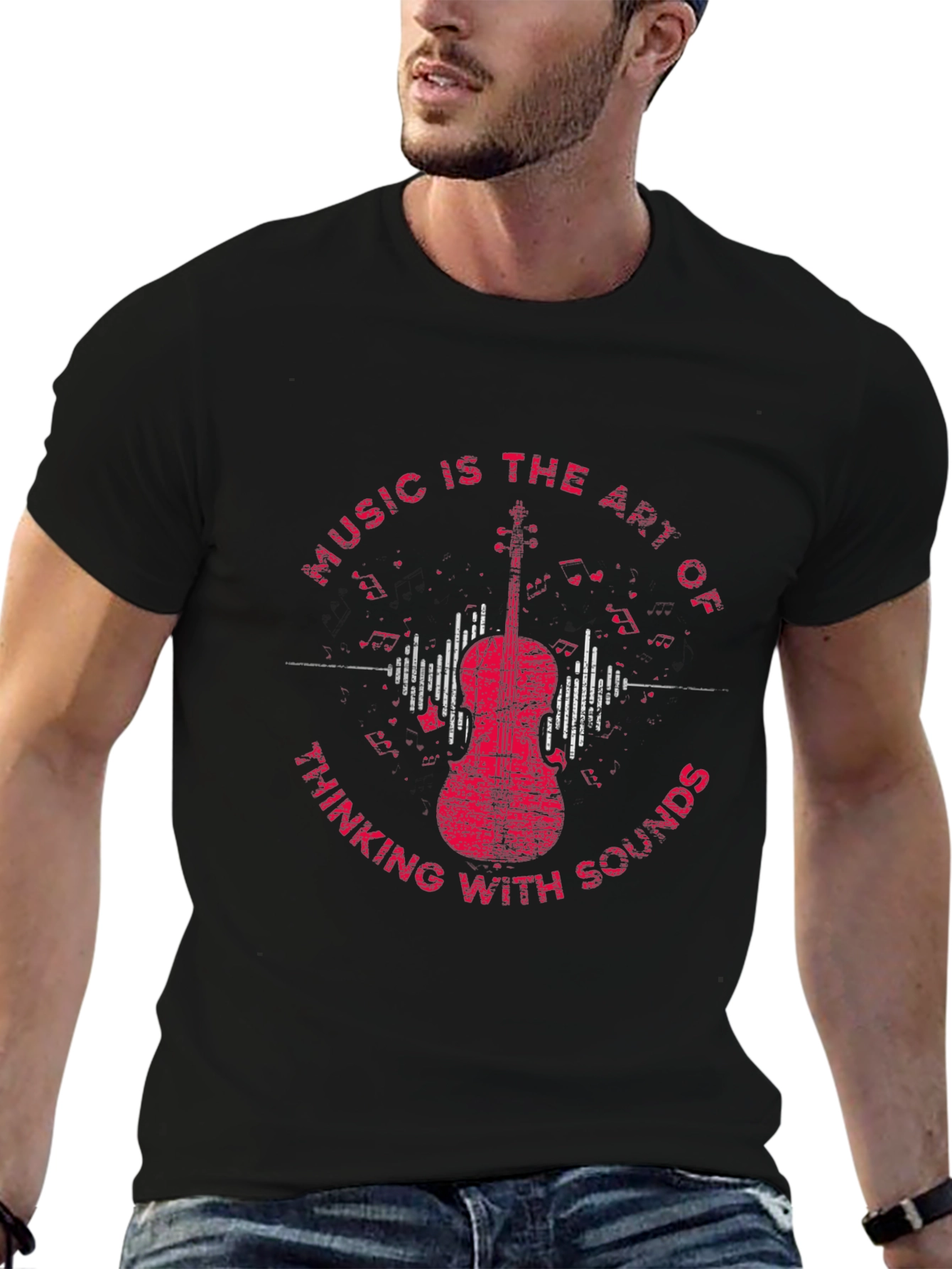 Music Art Graphic Tee - Thinking With Sounds T-Shirt