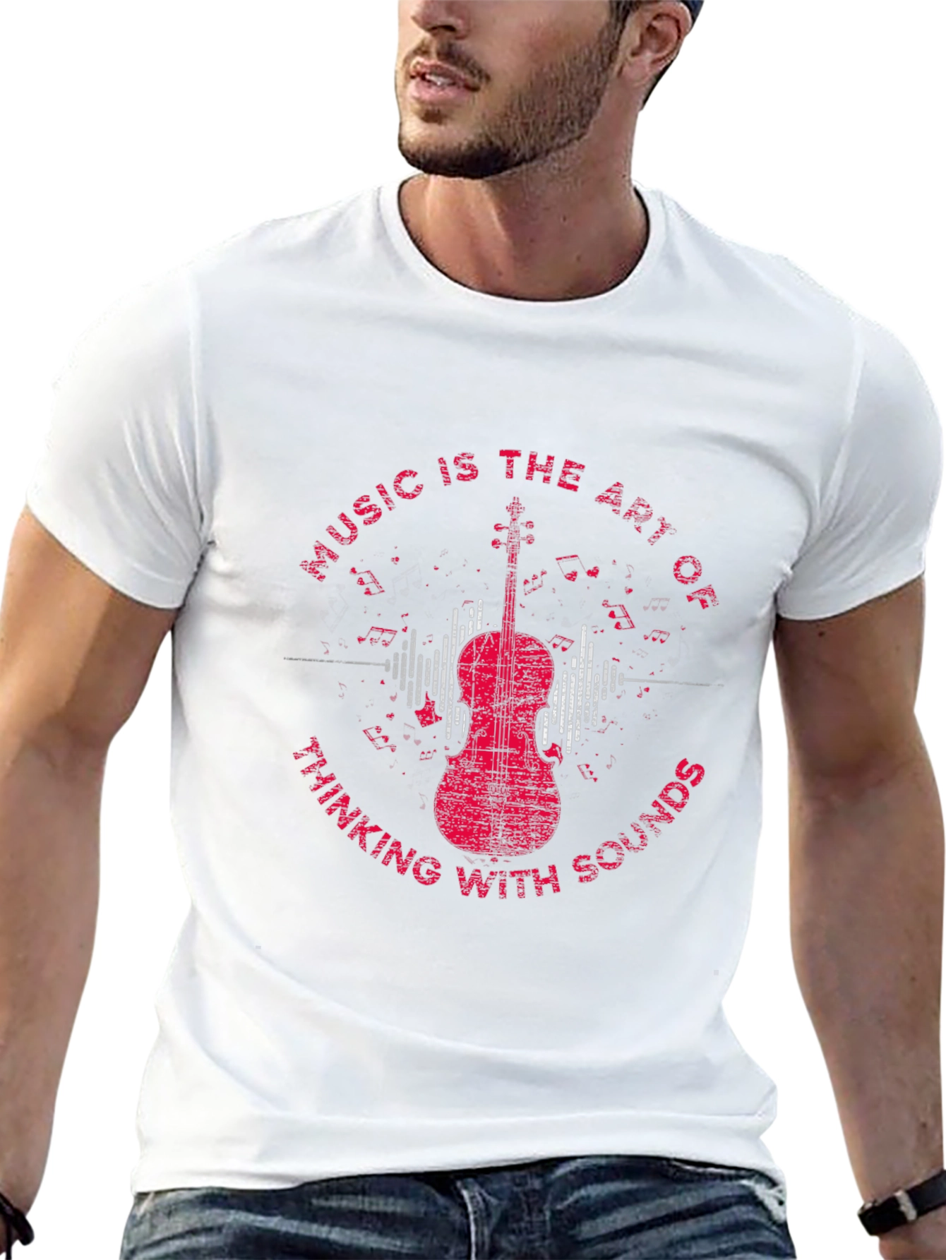 Music Art Graphic Tee - Thinking With Sounds T-Shirt