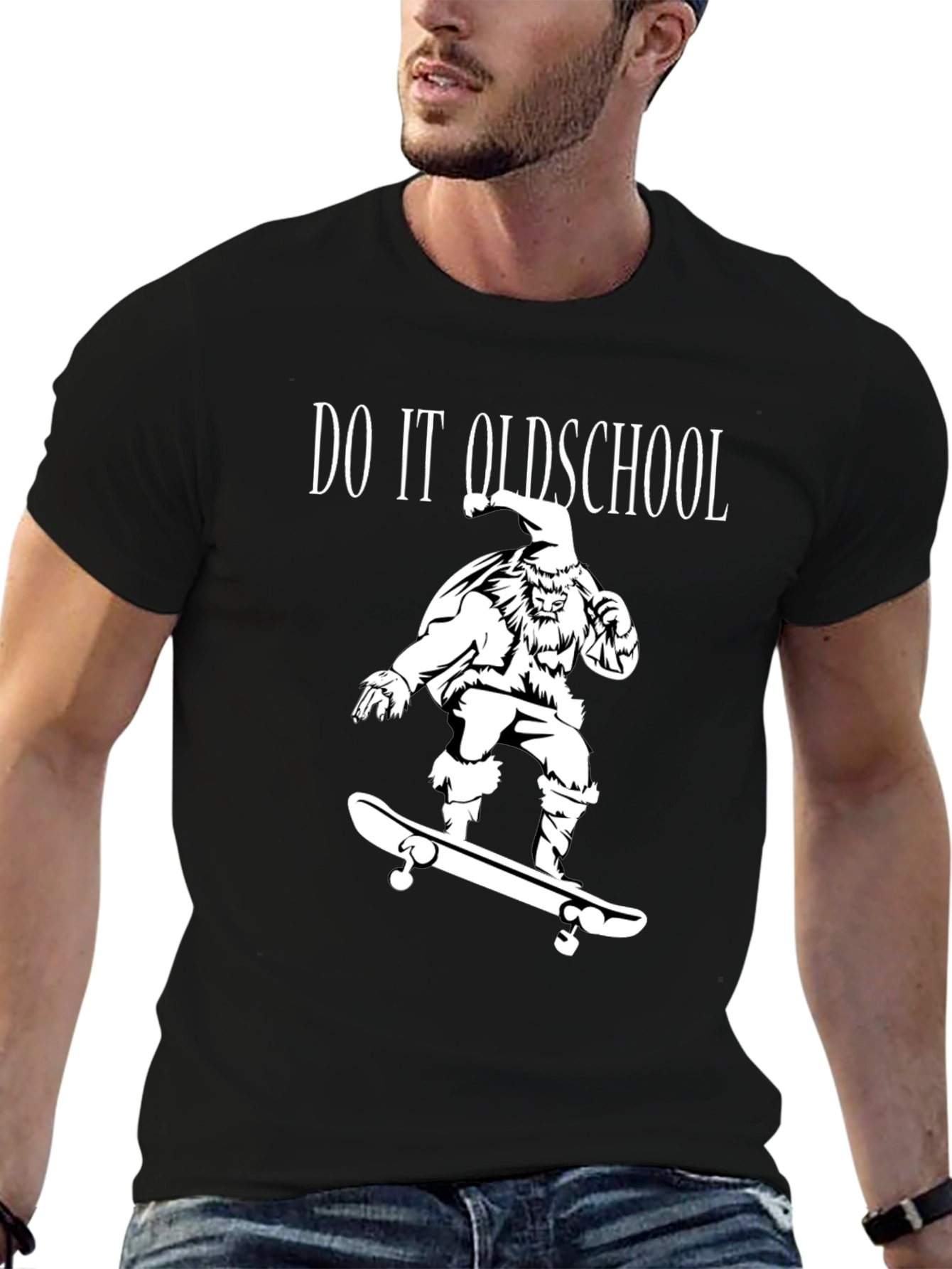 Oldschool Santa Skateboard T-Shirt - Holiday Cool
