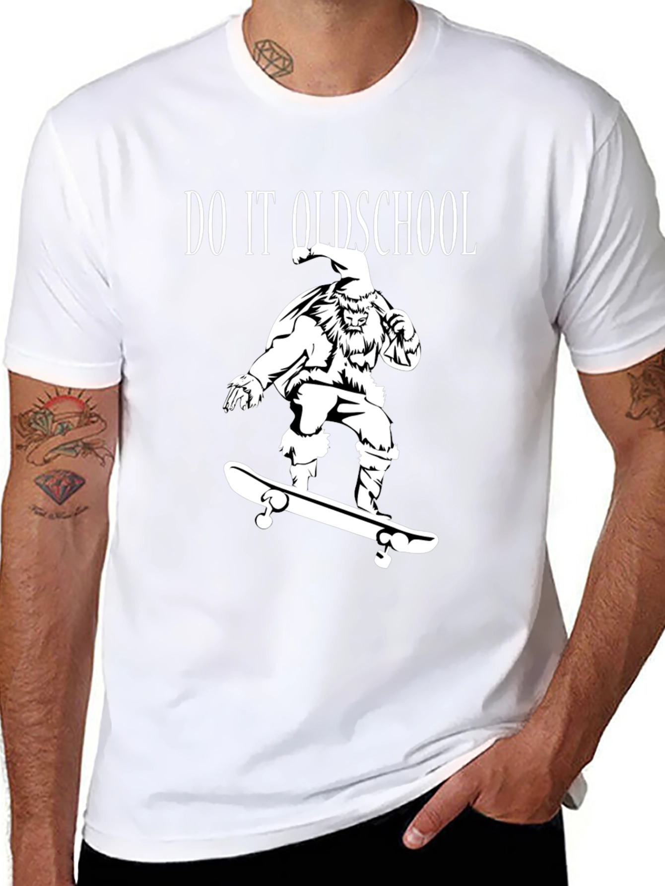 Oldschool Santa Skateboard T-Shirt - Holiday Cool
