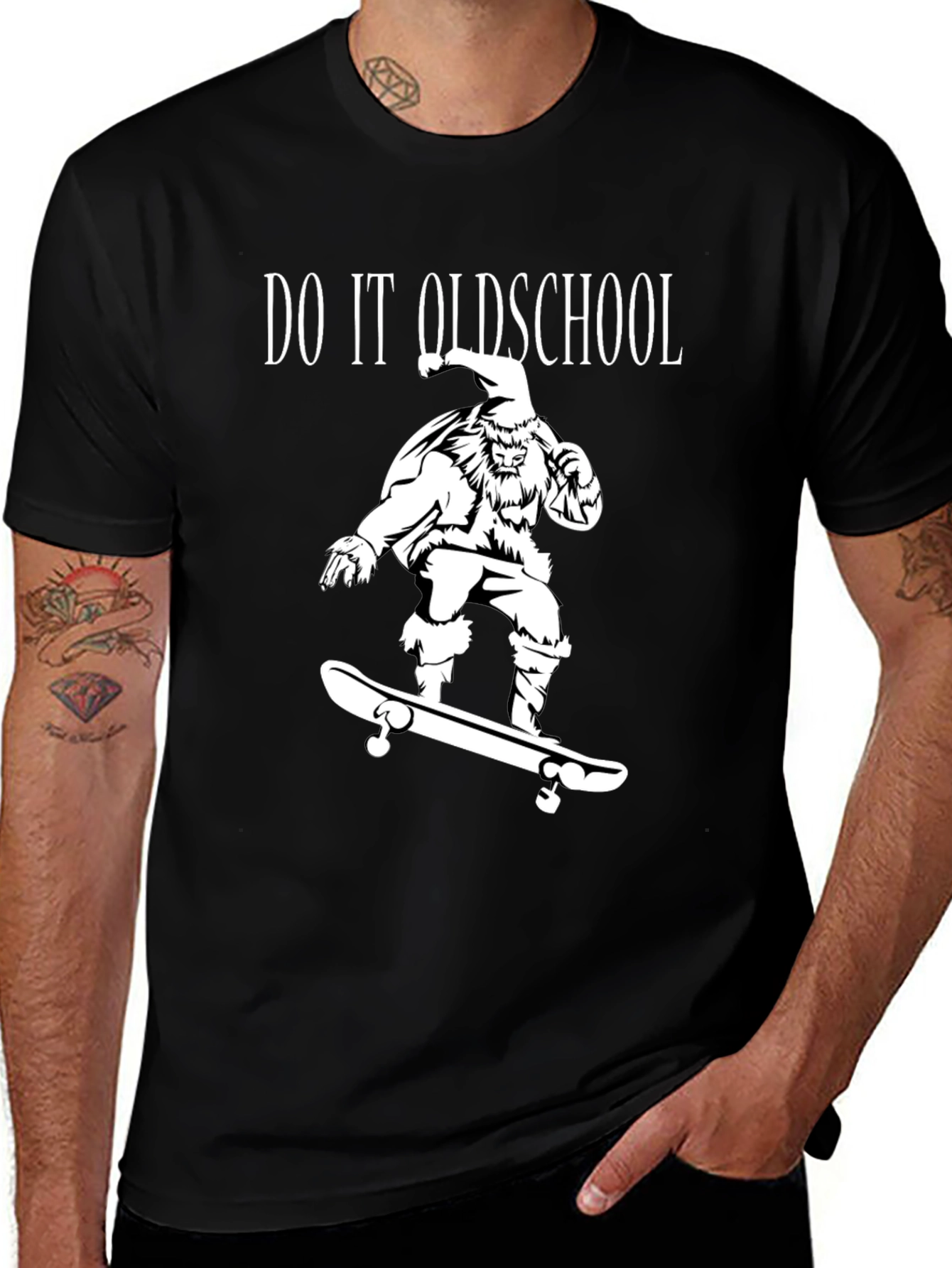 Oldschool Santa Skateboard T-Shirt - Holiday Cool