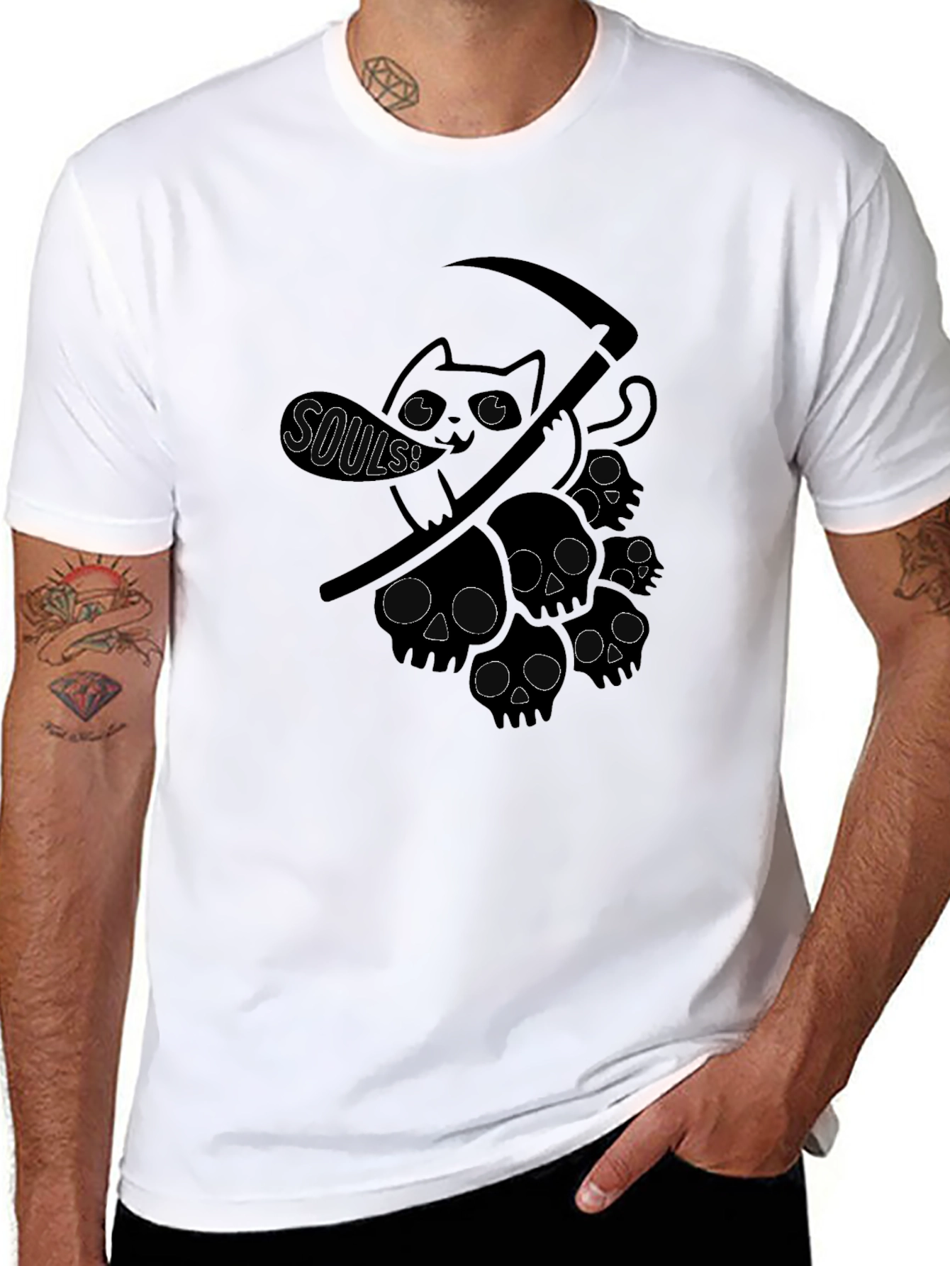 Grim Reaper Cat T-Shirt - Soul Collector