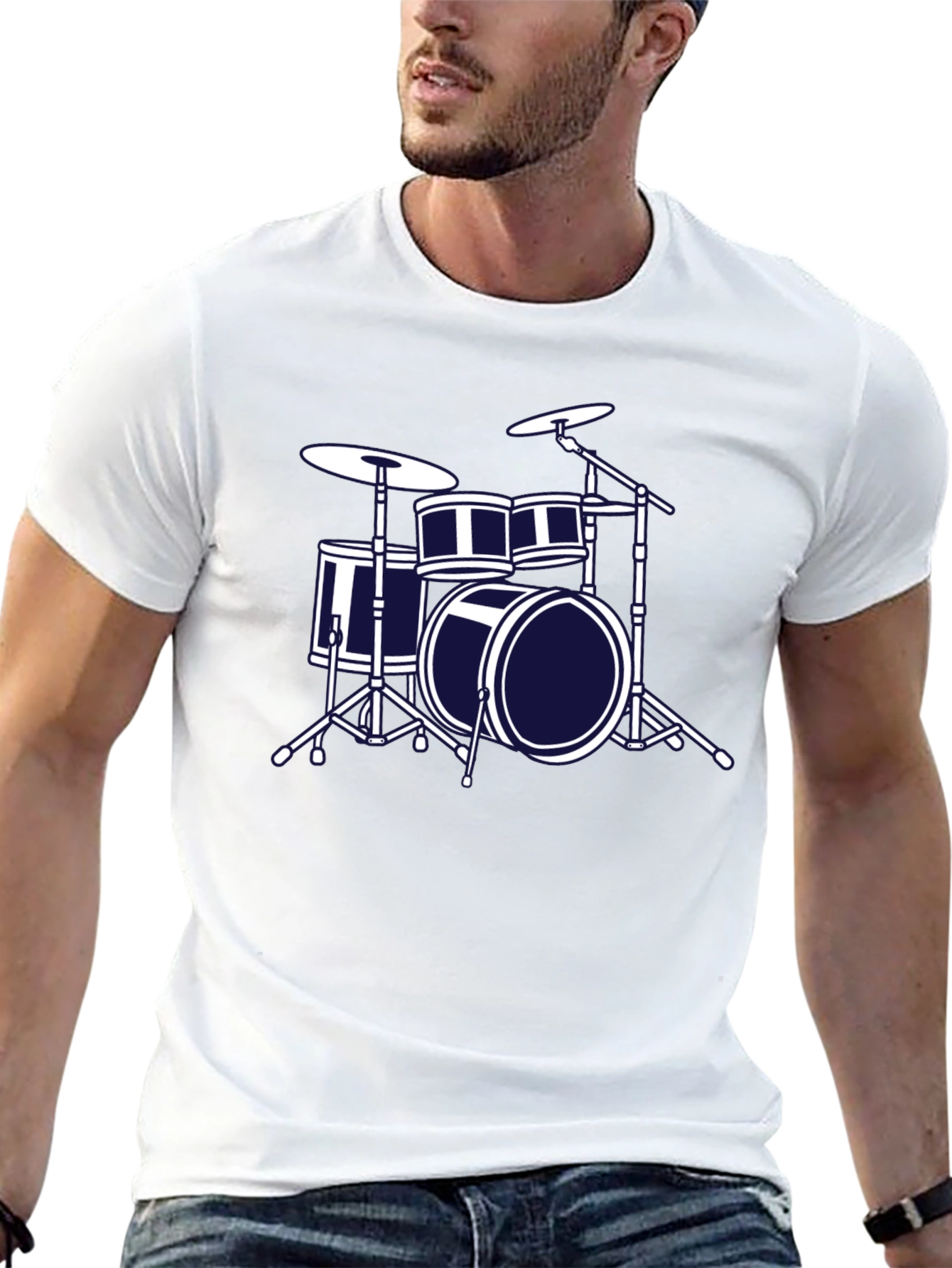 Drum Set Graphic Tee - Musicians Black T-Shirt