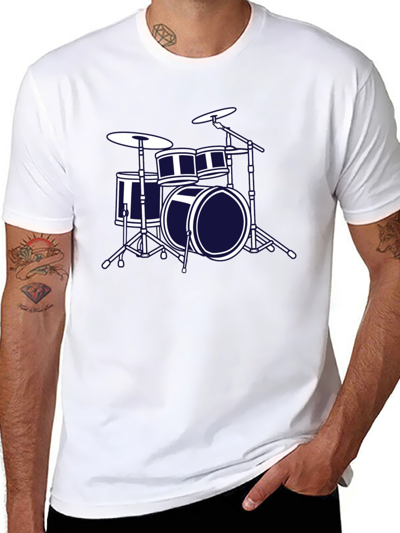 Drum Set Graphic Tee - Musicians Black T-Shirt