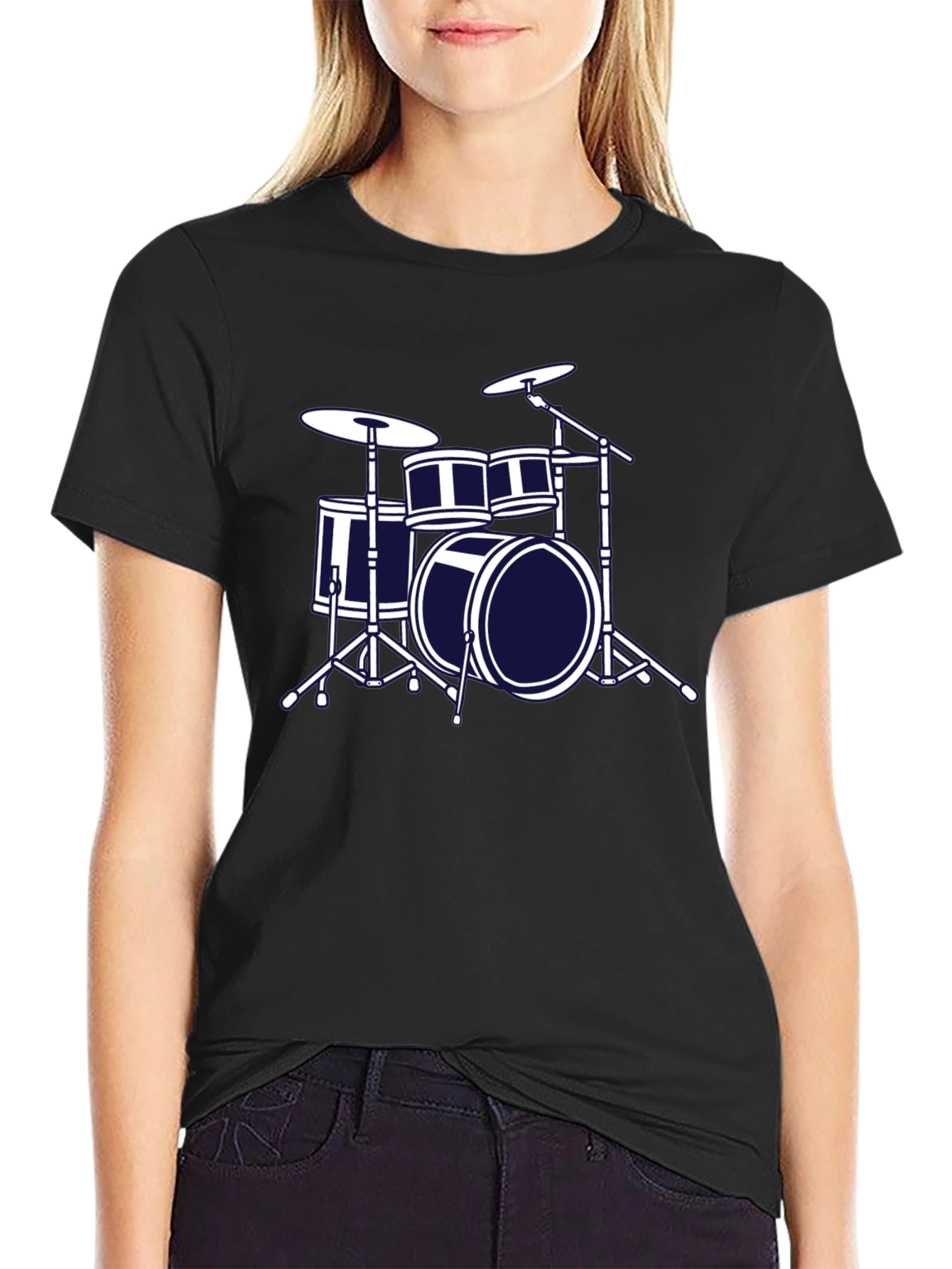Drum Set Graphic Tee - Musicians Black T-Shirt